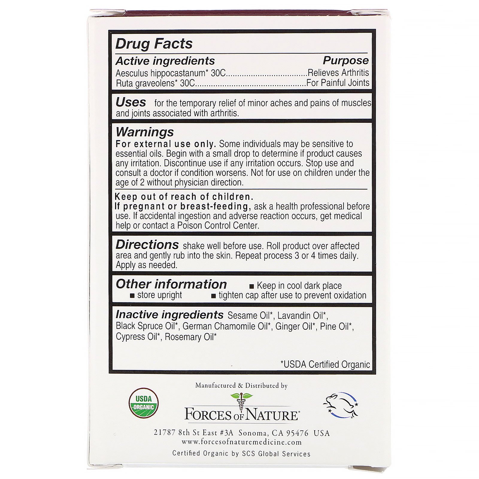 Comprar Forces of Nature, Dor Articular, Roll-on para Controle da Dor, 4 ml (0,14 oz) - Imagem 2
