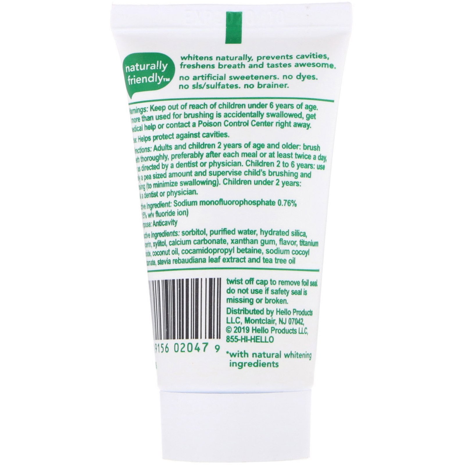 Comprar Hello, Creme Dental com Flúor para Branqueamento Natural, Hortelã Cultivada em Fazenda, 1 oz (28,3 g) - Imagem 2