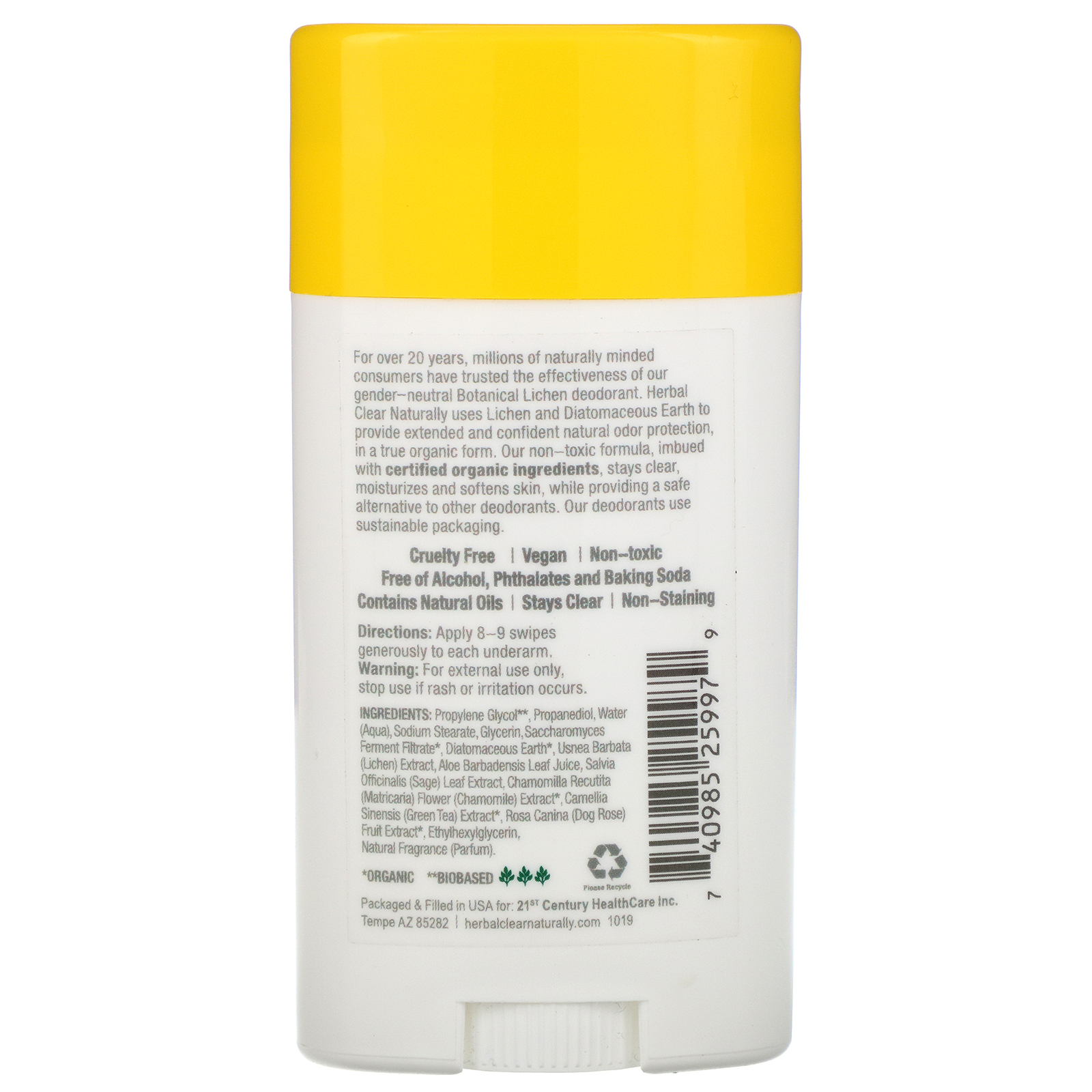 Comprar 21st Century, Herbal Clear Naturally, Natural Deodorant, Action Sport, 2.65 oz (75 g) - Imagem 2