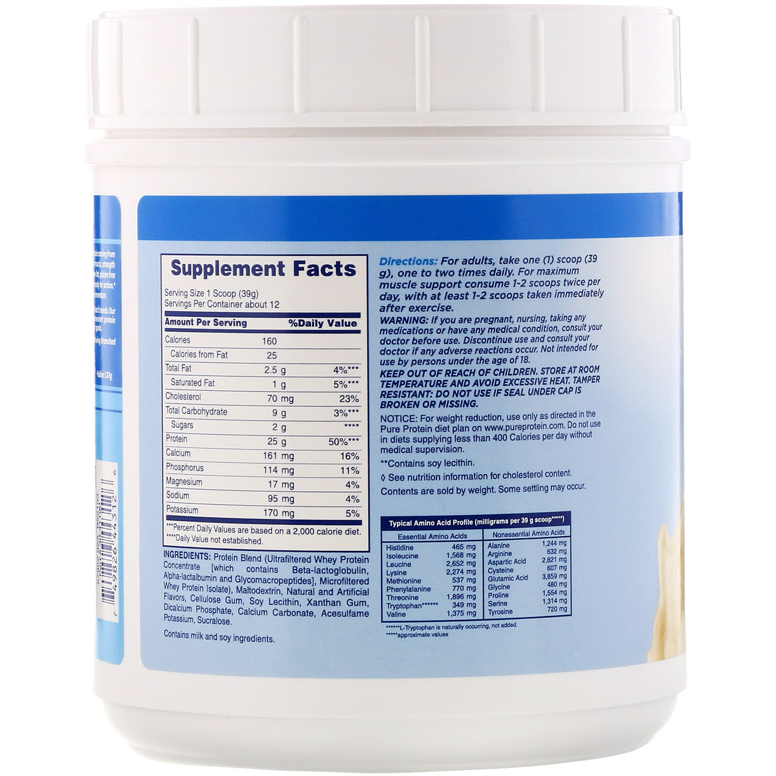 Comprar Pure Protein, 100% Whey Protein, Vanilla Cream, 1 lb (453 g) - Imagem 2