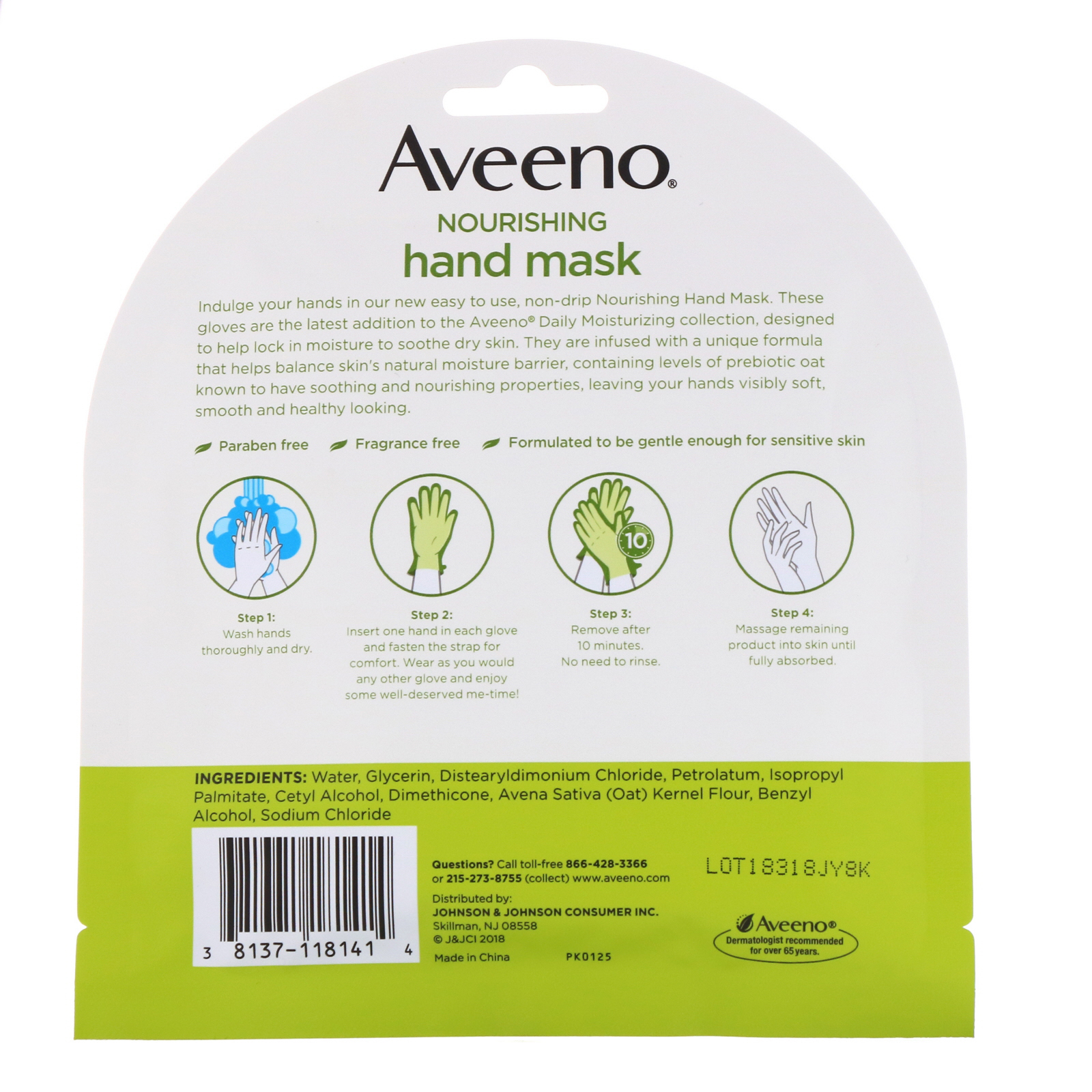 Comprar Aveeno, Máscara Nutritiva para as Mãos, 2 Luvas de Uso Único - Imagem 2