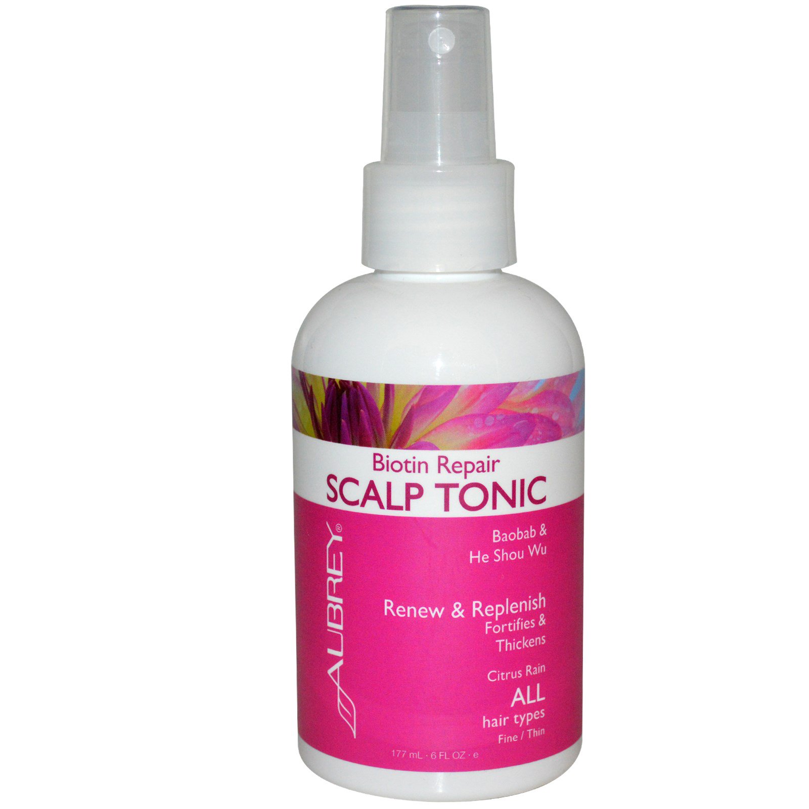 Comprar Aubrey Organics, Reparo com Biotina, Tônico para o escalpo, Chuva Cítrica, 6 fl oz (177 ml)