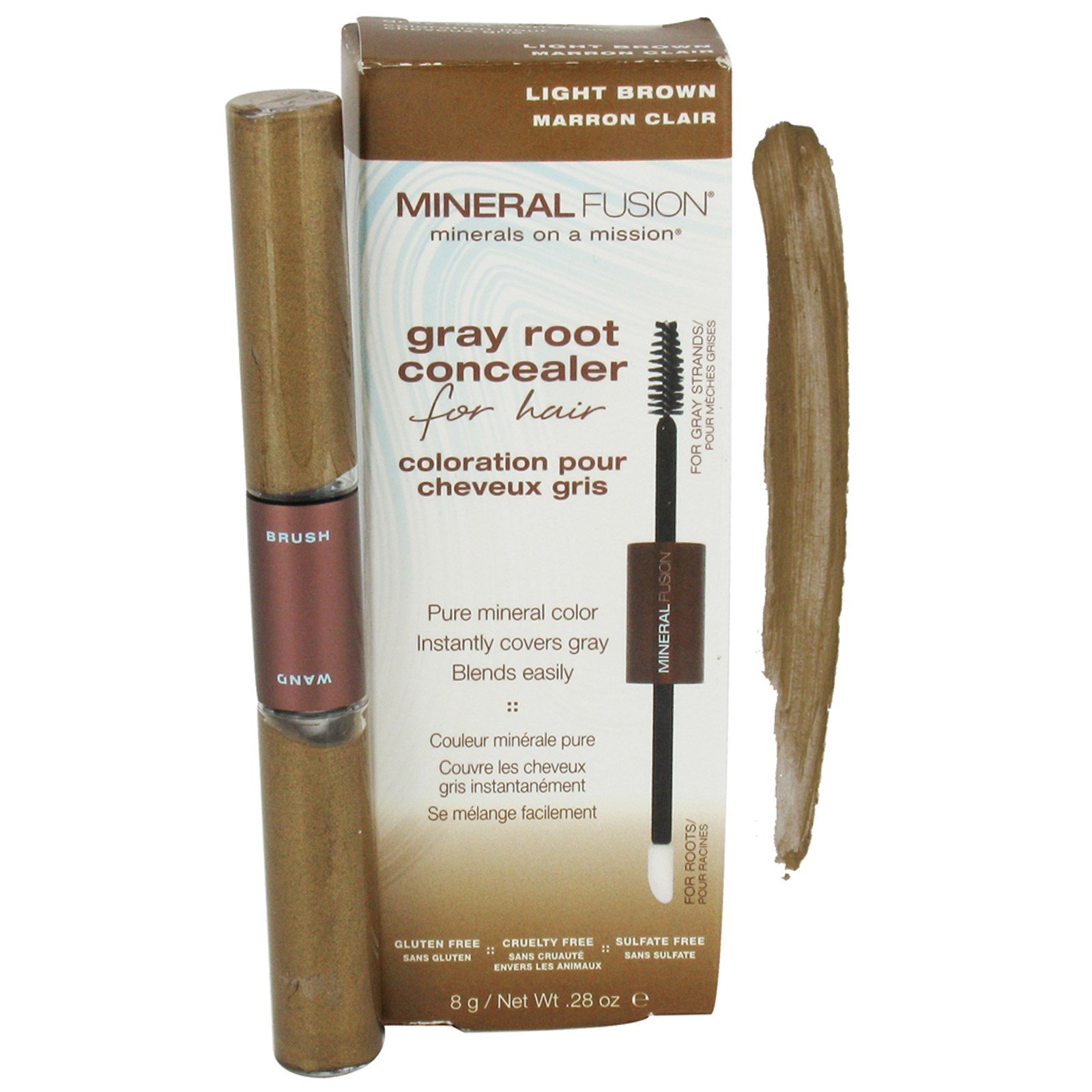 Comprar Mineral Fusion, Gray Root Concealer for Hair, Light Brown, .28 oz (8 g)
