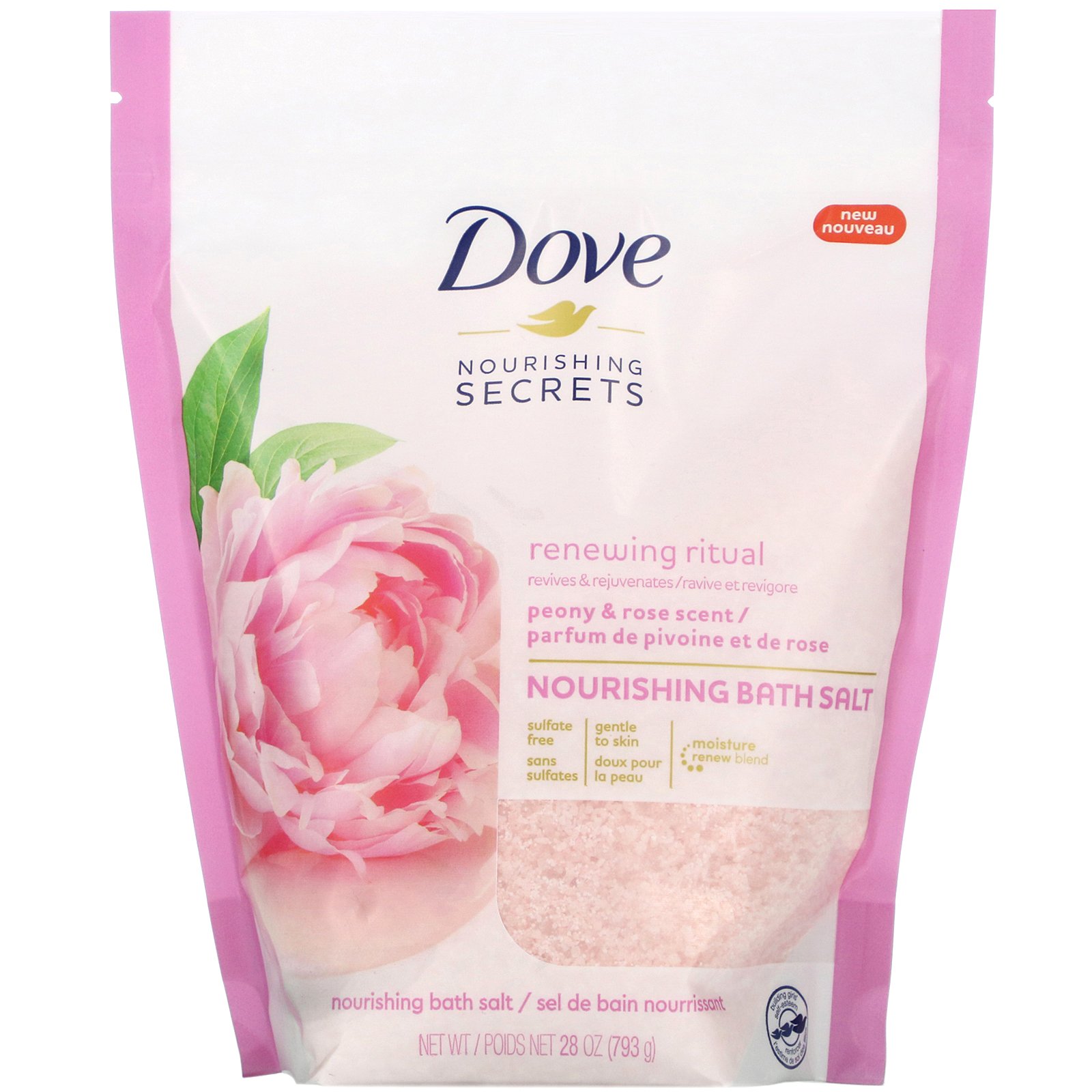 Comprar Dove, Nourishing Secrets, Nourishing Bath Salts, Peony and Rose Scent, 28 oz (793 g)