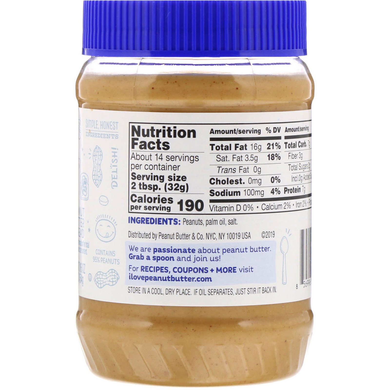 Comprar Peanut Butter & Co., No Added Sugar, Simply Cruchy, 16 oz (454 g) - Imagem 2