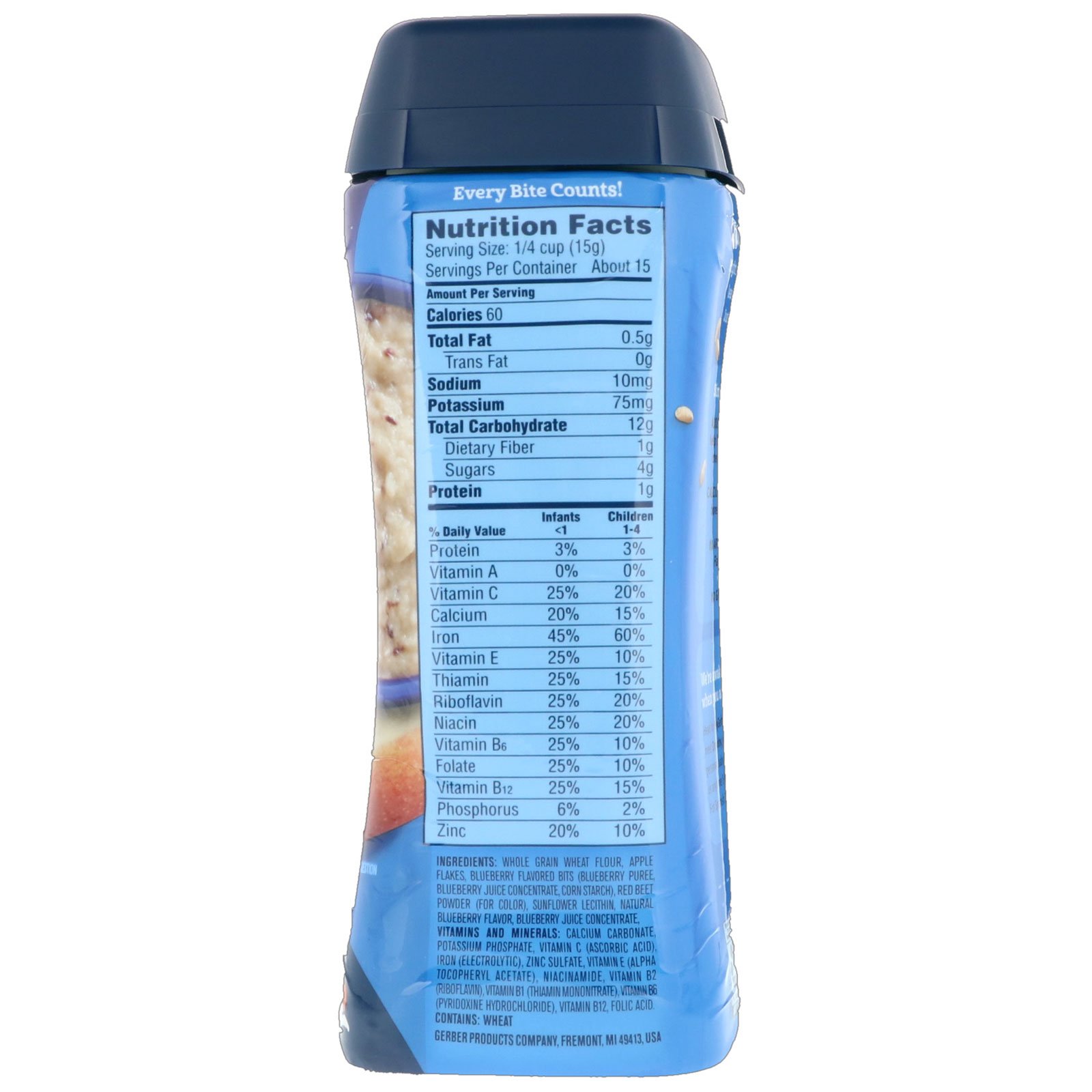 Comprar Gerber, Lil' Bits, Cereal de Trigo Integral, Bebês, A Partir de 8 Meses, Maçã e Mirtilo, 227 g (8 oz) - Imagem 2