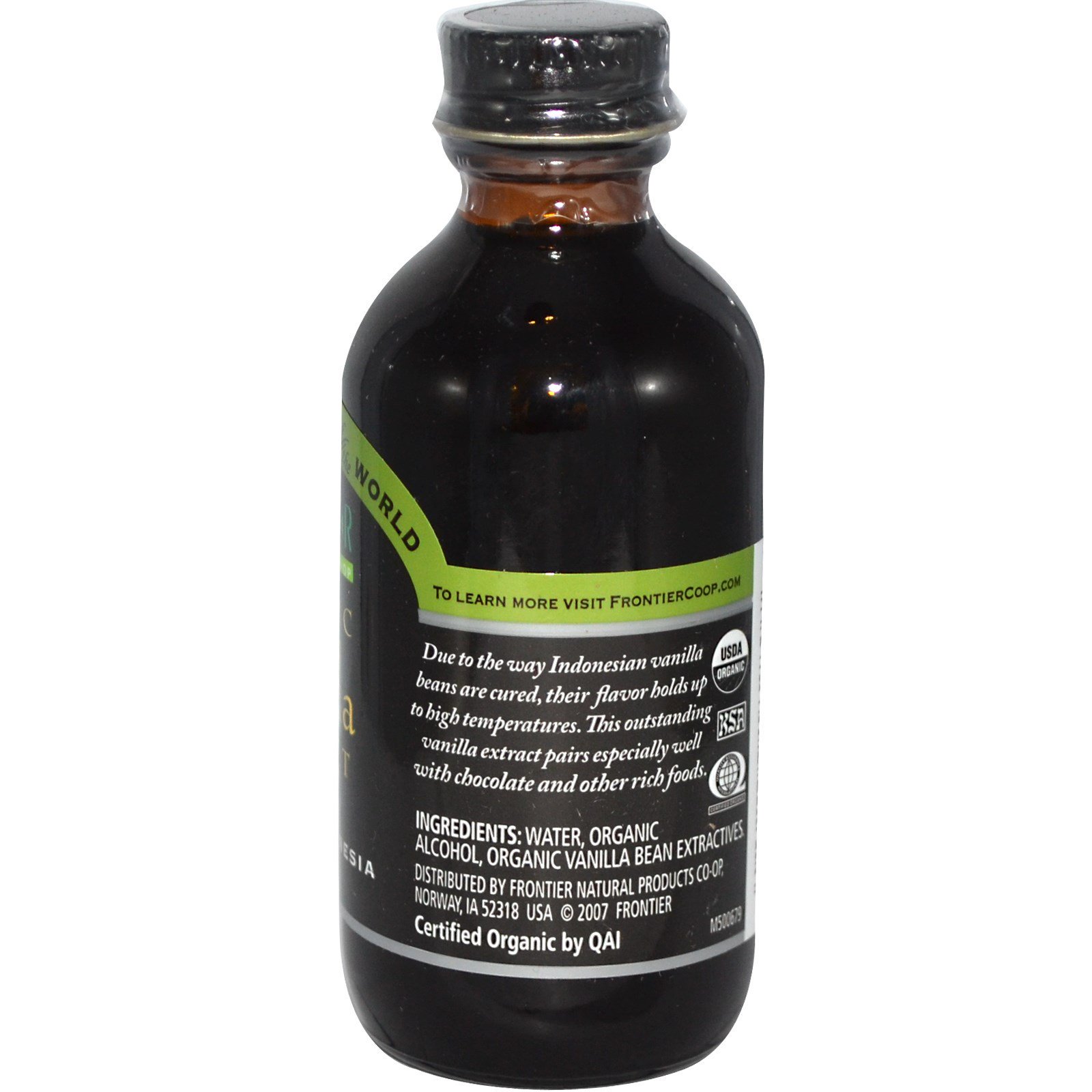 Comprar Frontier Natural Products, Extrato de Baunilha Orgânica, Indonésia, Origem Agrícola, 2 onças fluidas (59 mL)