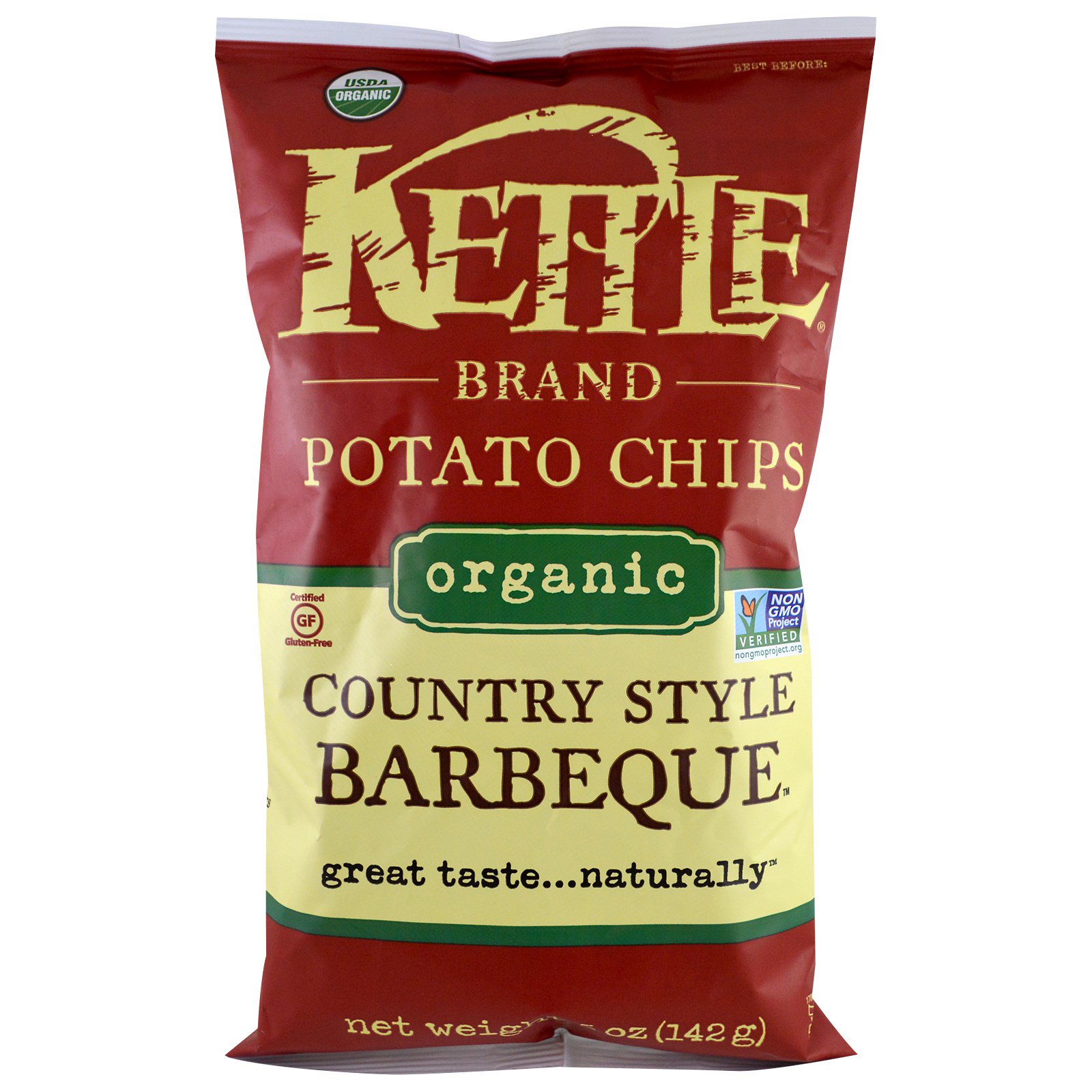 Comprar Kettle Foods, Chips de batatas orgânicas, Sabor Churrasco, 5 oz (142 g)