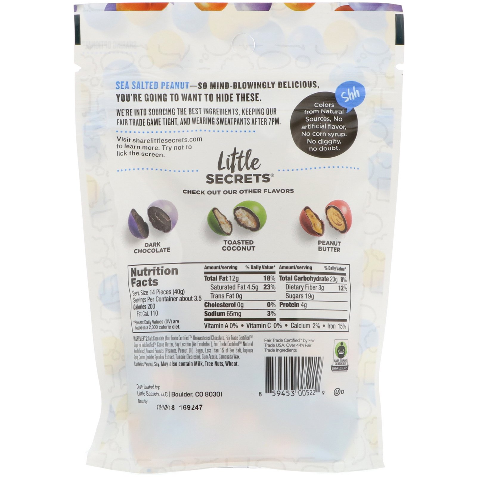 Comprar Little Secrets, Pedaços de Chocolate Amargo, Amendoim com Sal Marinho, 142 g - Imagem 2