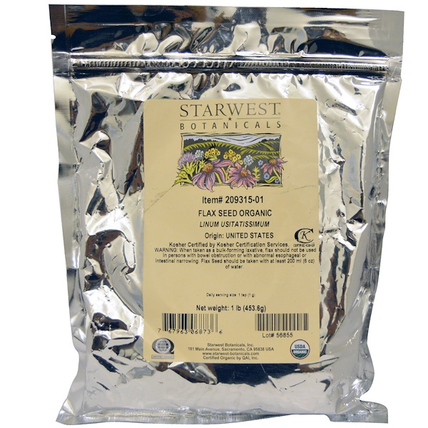 Comprar Starwest Botanicals, Linhaça Orgânica, 453,6 g (1 lb)