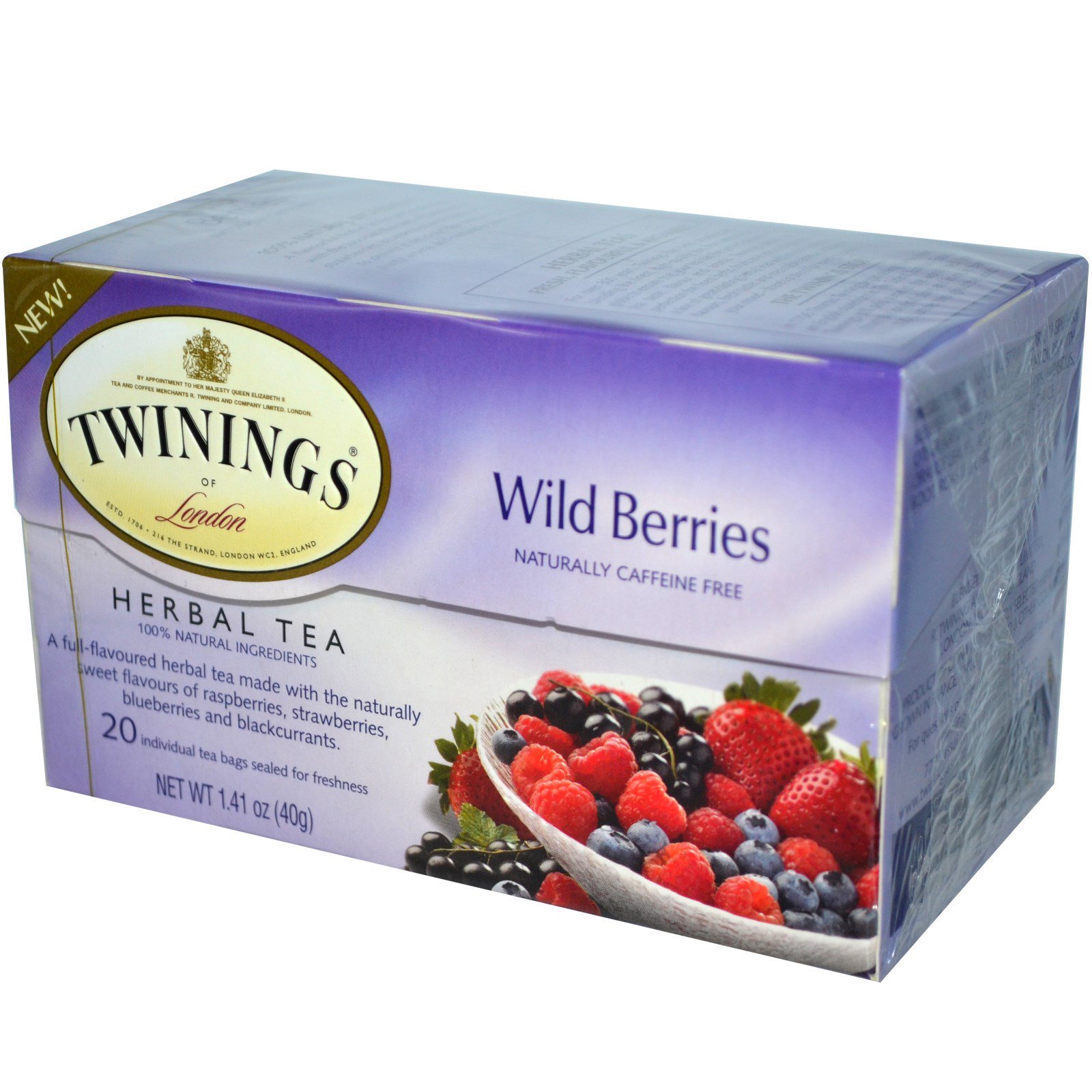 Comprar Twinings, Chá Herbal, Frutos Silvestres, Sem Cafeína, 20 saquinhos de chá, 1,41 oz (40 g)
