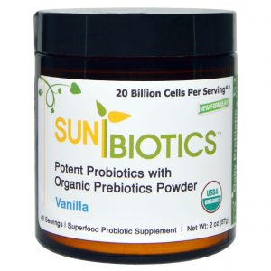 Comprar Sunbiotics, Probióticos Potentes com Prebióticos Orgânicos em Pó, Baunilha, 57 g (2 oz)