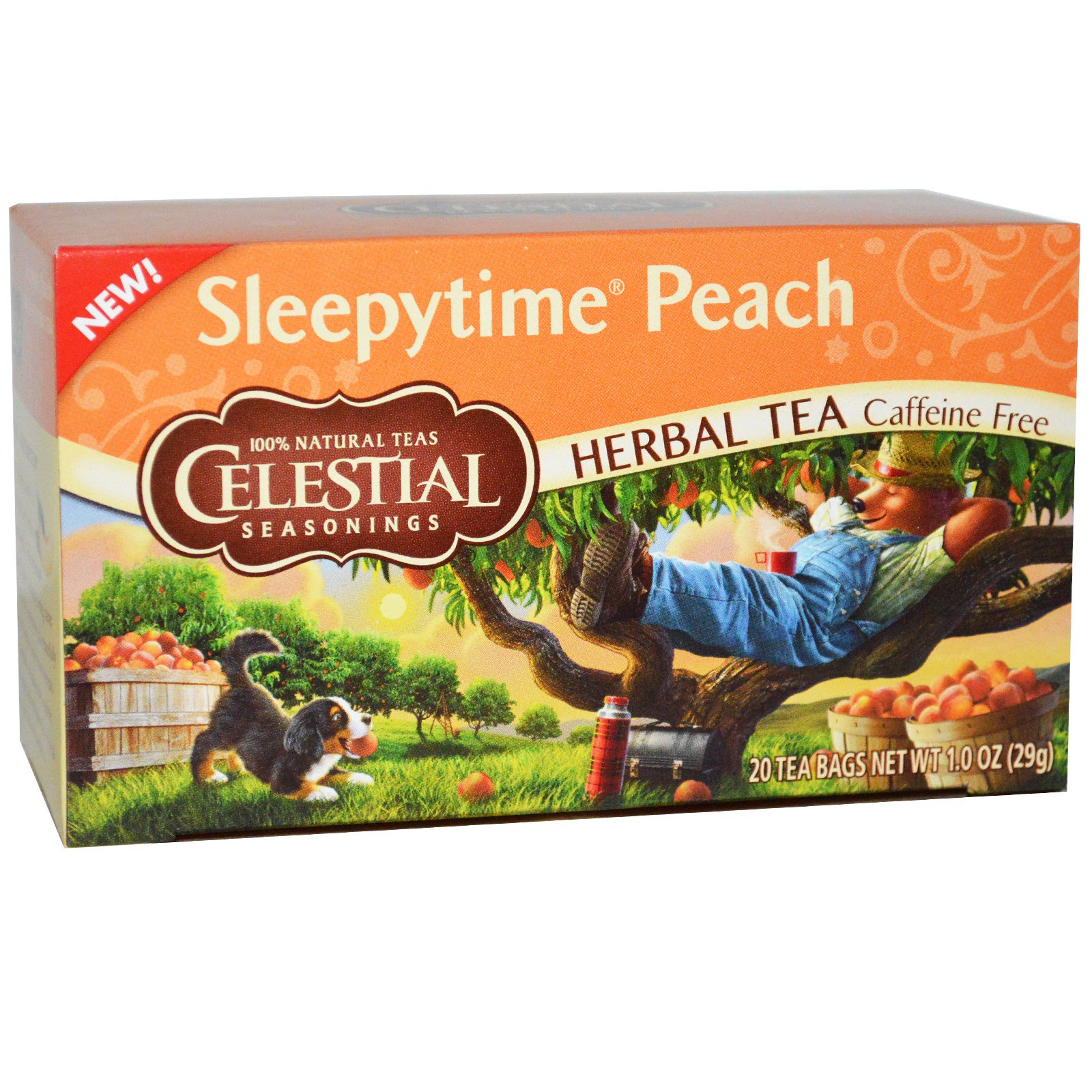 Comprar Celestial Seasonings, Chá de Ervas, Sem Cafeína, Pêssego Para Dormir, 20 Sacos de Chá, 1,0 oz (29 g)