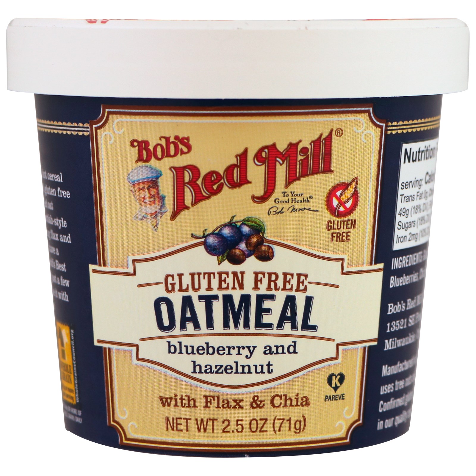 Comprar Bob's Red Mill, Aveia, Mirtilo e Avelã, 2,5 onças (71 g)