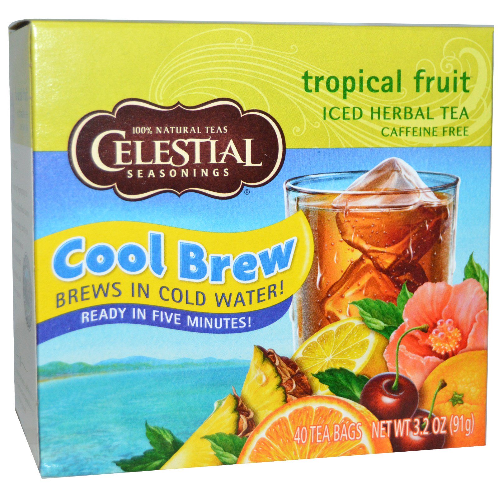 Comprar Celestial Seasonings, Chá Herbal Gelado, Sem Cafeína, Frutas Tropicais, 40 Saquinhos, 91 g (3.2 oz)
