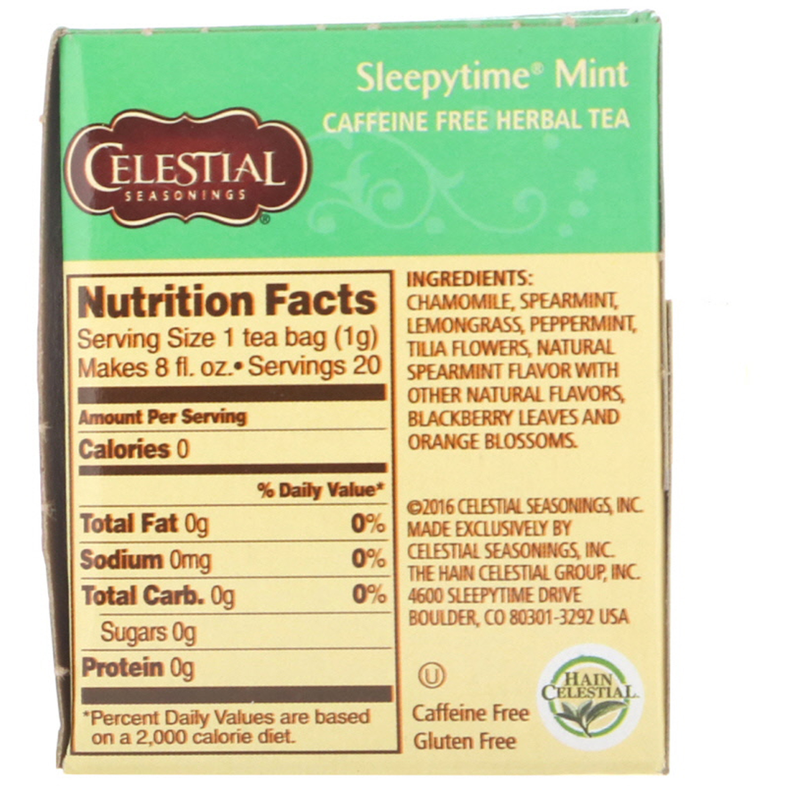 Comprar Celestial Seasonings, Chá Herbáceo, Menta Para Dormir, Sem Cafeína, 20 Saquinhos de Chá, 1,0 oz (29 g) - Imagem 2