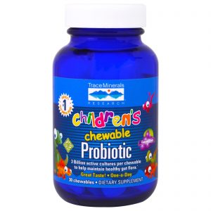 Comprar Trace Minerals Research, Probiótico Mastigável Infantil, Uva Concord, 30 Mastigáveis