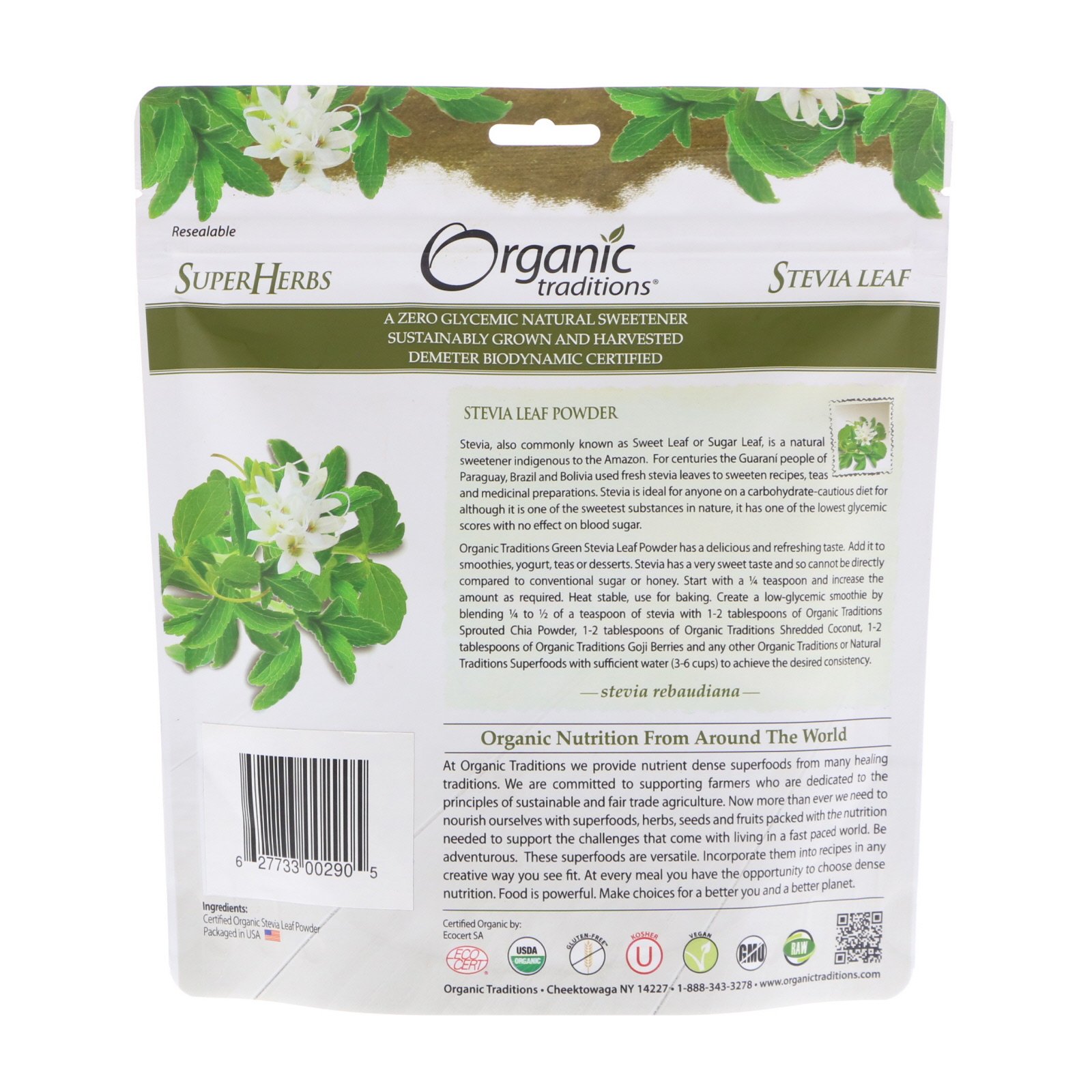 Comprar Organic Traditions, Folha de Estévia em Pó, 3,5 oz (100 g) - Imagem 2