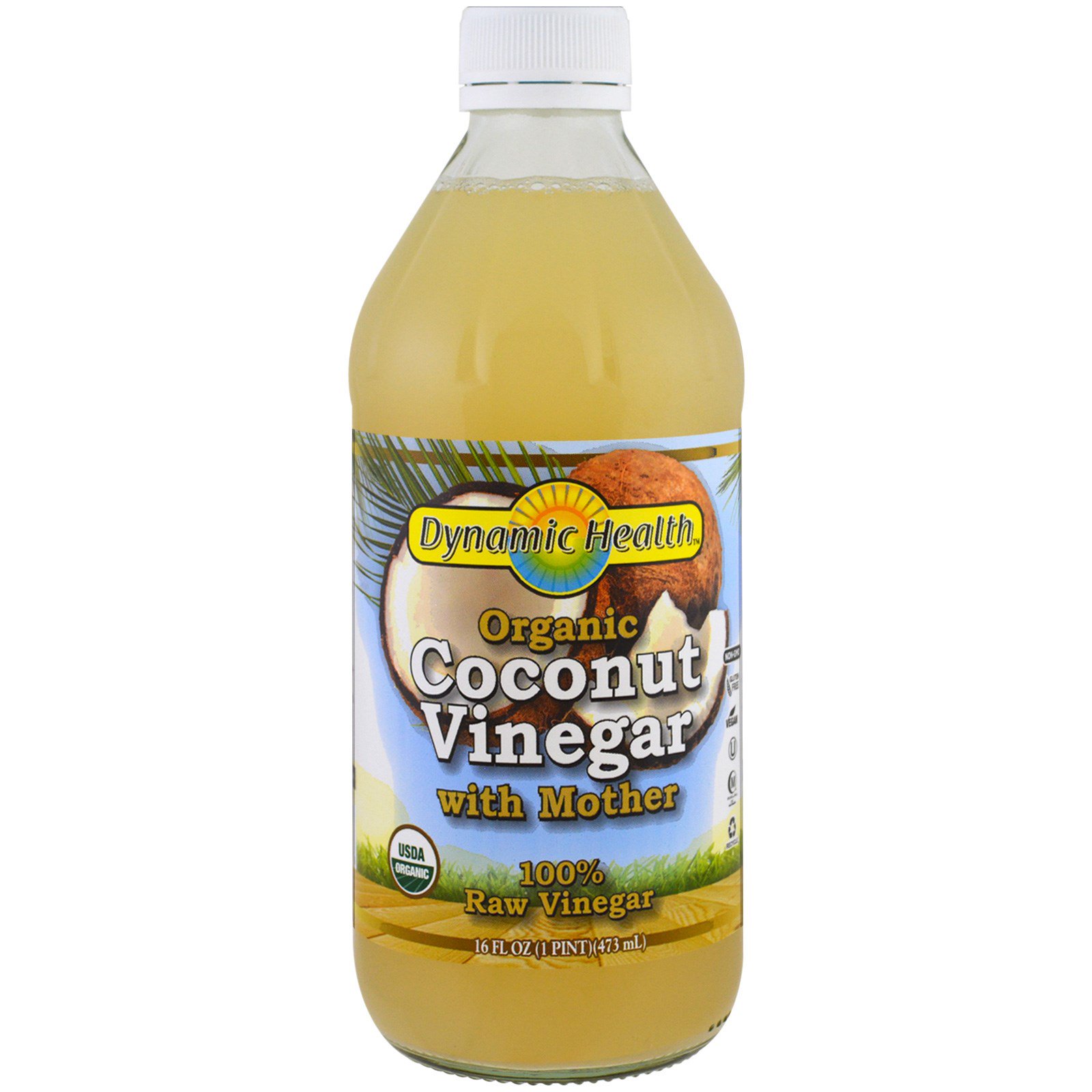Comprar Dynamic Health Laboratories, Organic Coconut Vinegar with Mother, 100% Raw Vinegar, 16 fl oz (473 ml)