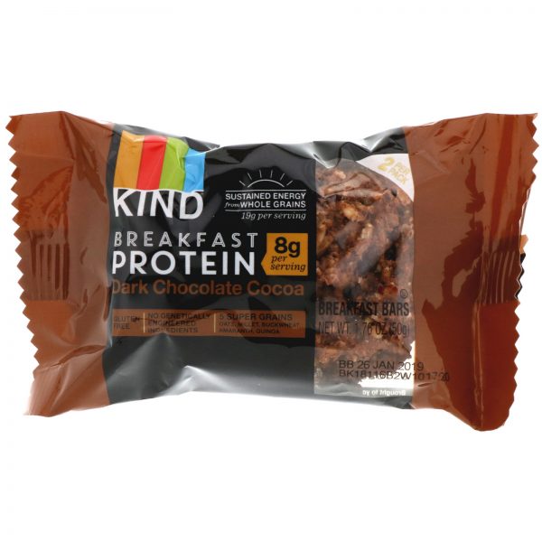 Comprar KIND Bars, Proteína para o café da manhã, Chocolate escuro de cacau, 8 pacotes de 2 barras, 50 g (1,76 onças) cada - Imagem 4