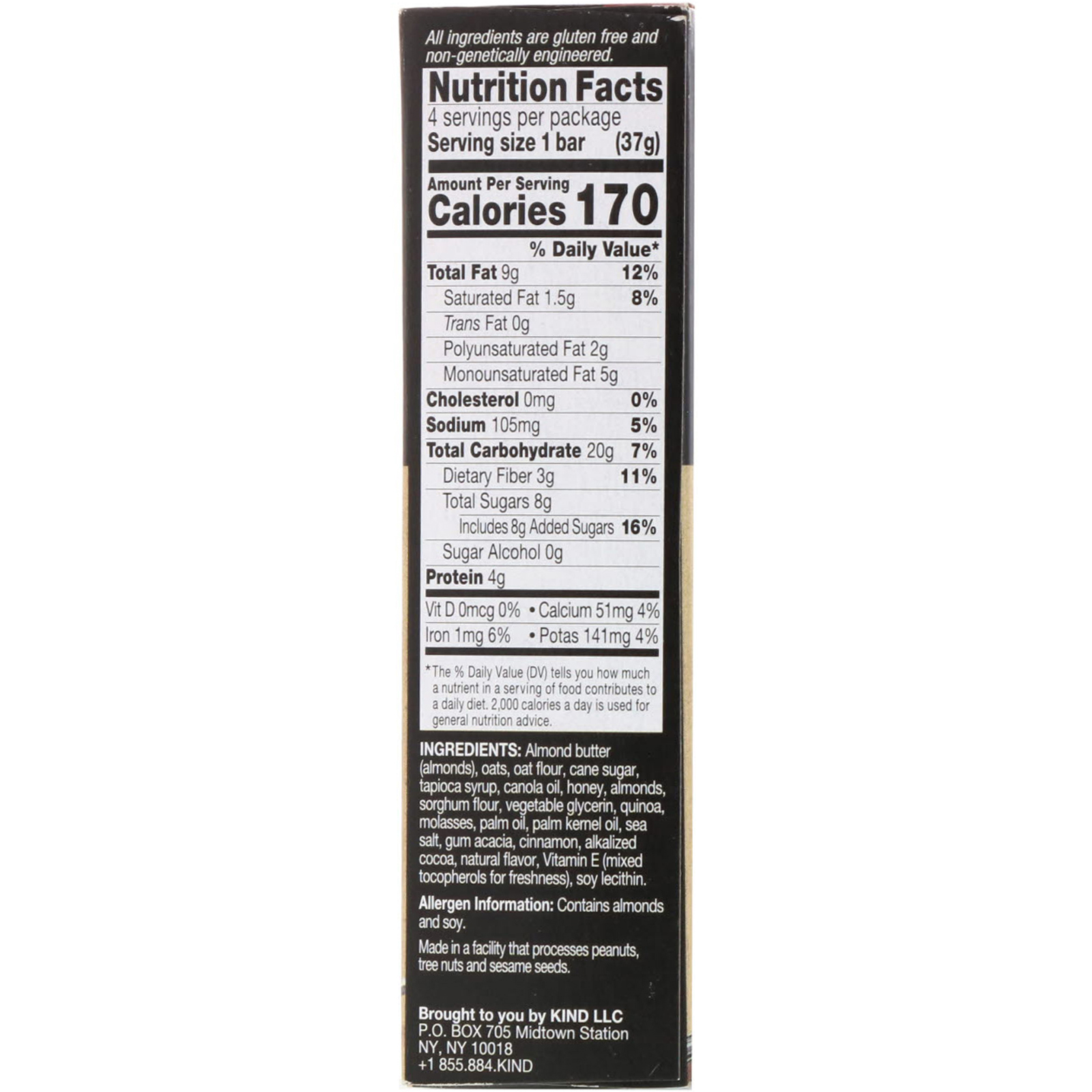 Comprar KIND Bars, Barras de petisco recheadas com manteiga de nozes, Manteiga de amêndoa de mel, 4 barras, 37 g (1,3 onças) cada - Imagem 2