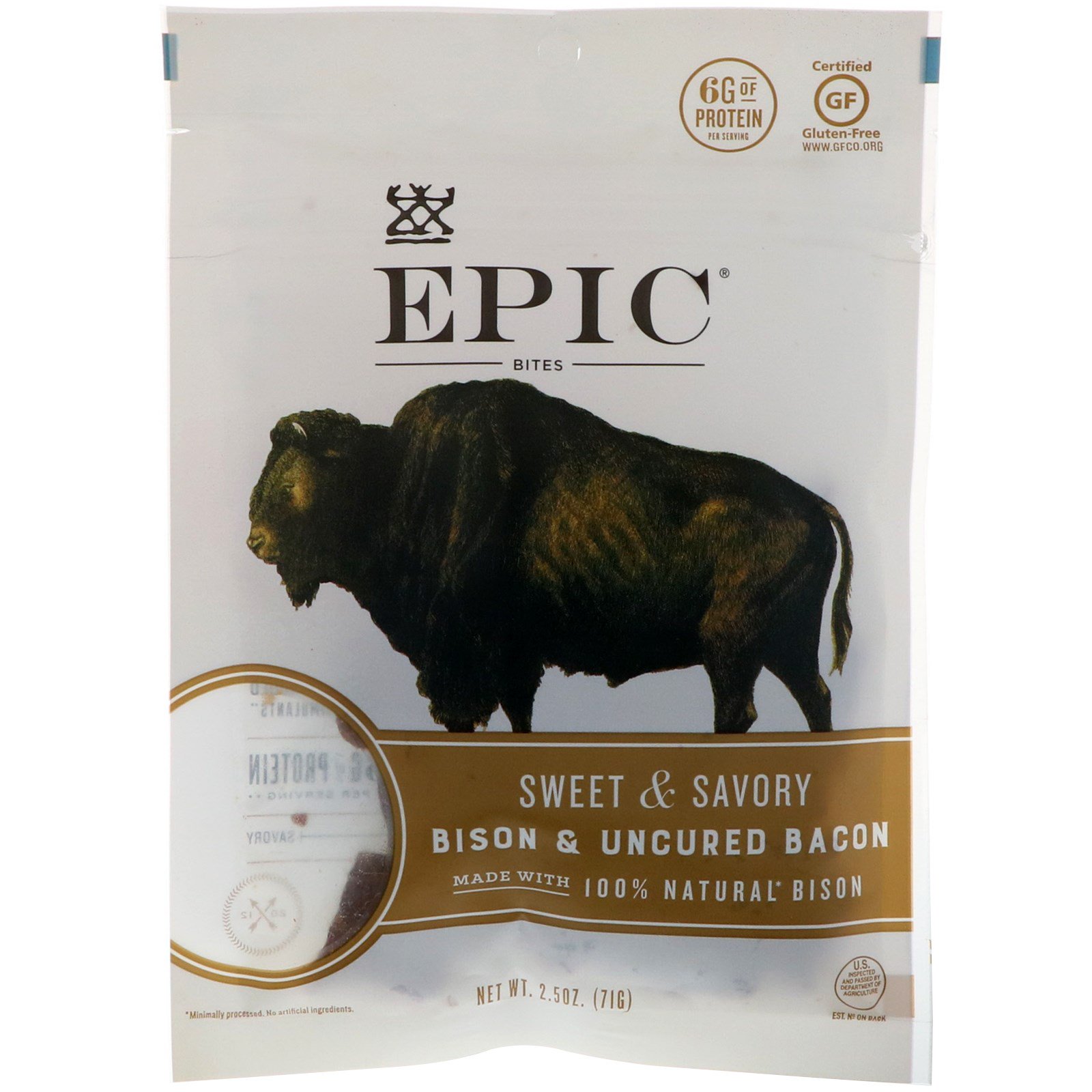 Comprar Epic Bar, Petiscos, bisão e bacon não curados, doce e saboroso, 2.5 oz (71 g)