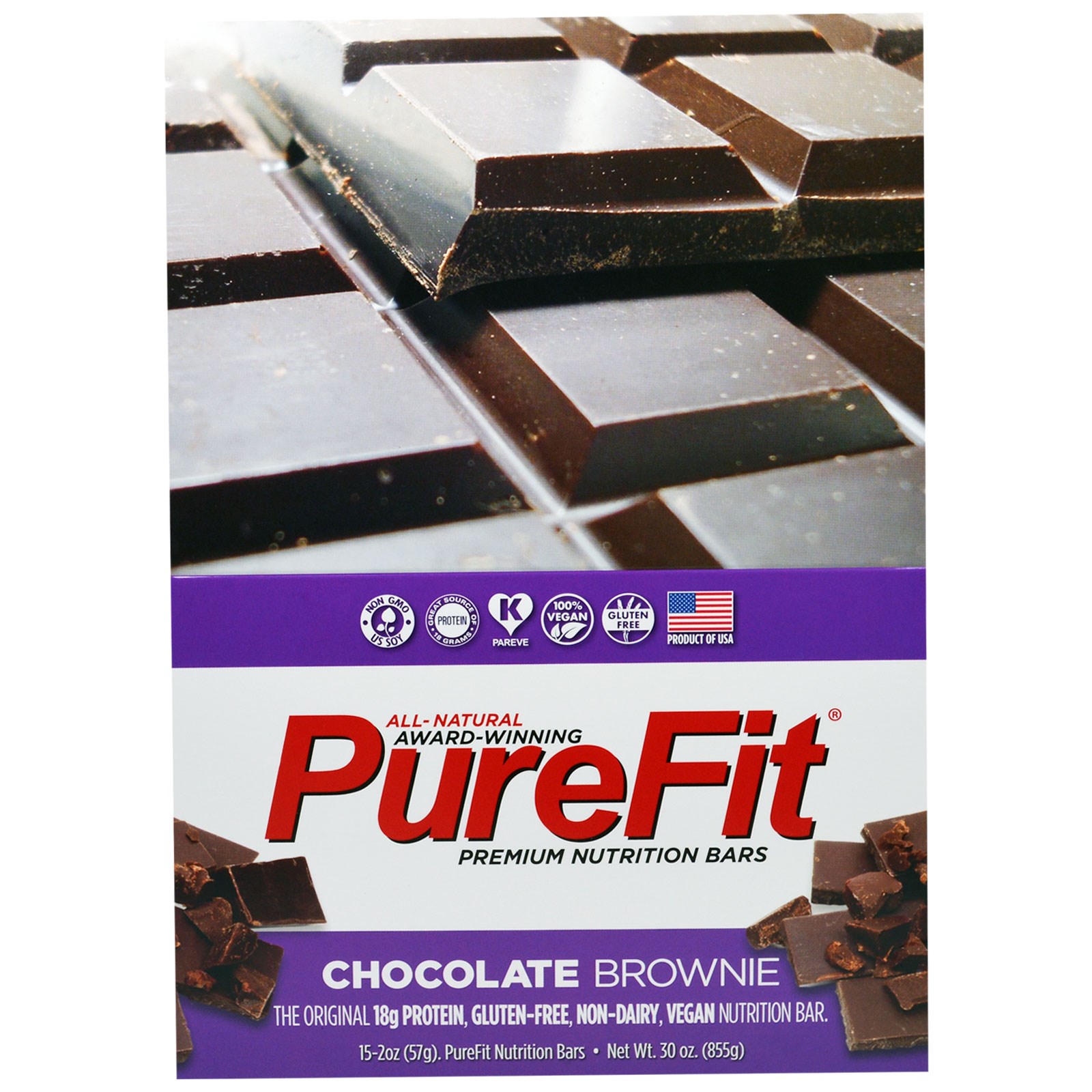 Comprar PureFit Bars, Barras de Nutrição Premium, Brownie de Chocolate, 15 Barras, 57 g Cada - Imagem 2