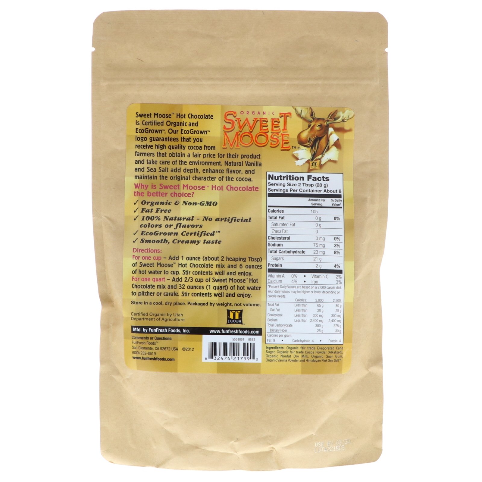 Comprar FunFresh Foods, Sweet Moose, Gourmet Hot Chocolate, Dark Chocolate Cocoa Cream, 8 oz (227 g) - Imagem 2