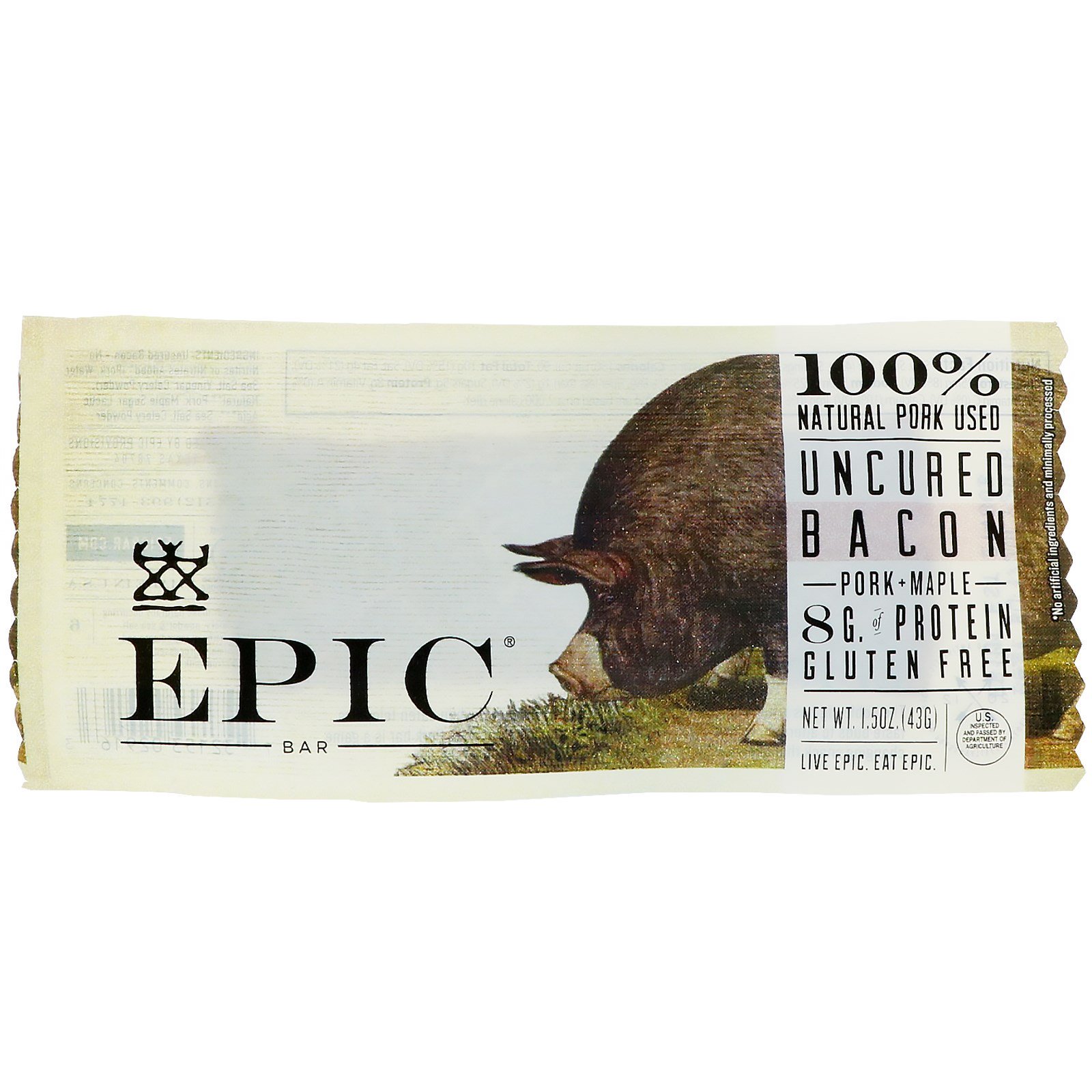 Comprar Epic Bar, Bacon Não Curado, Barra de Carne de Porco + Bordo, 12 Barras, 43 g Cada