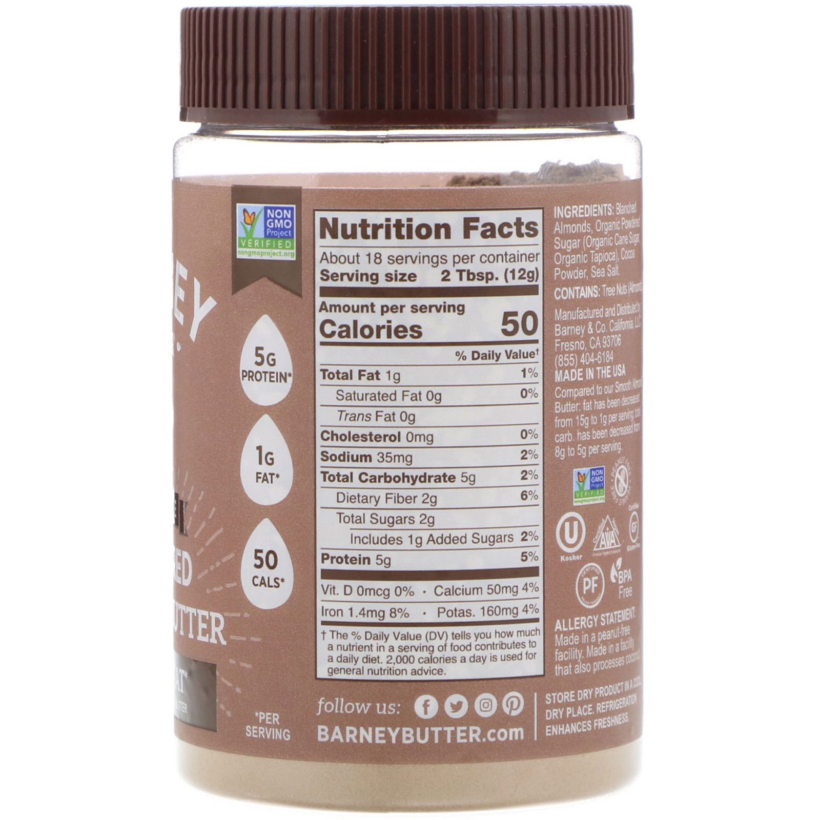 Comprar Barney Butter, Manteiga Barney, Manteiga de Amêndoa em Pó, Chocolate, 8 oz (226 g) - Imagem 2