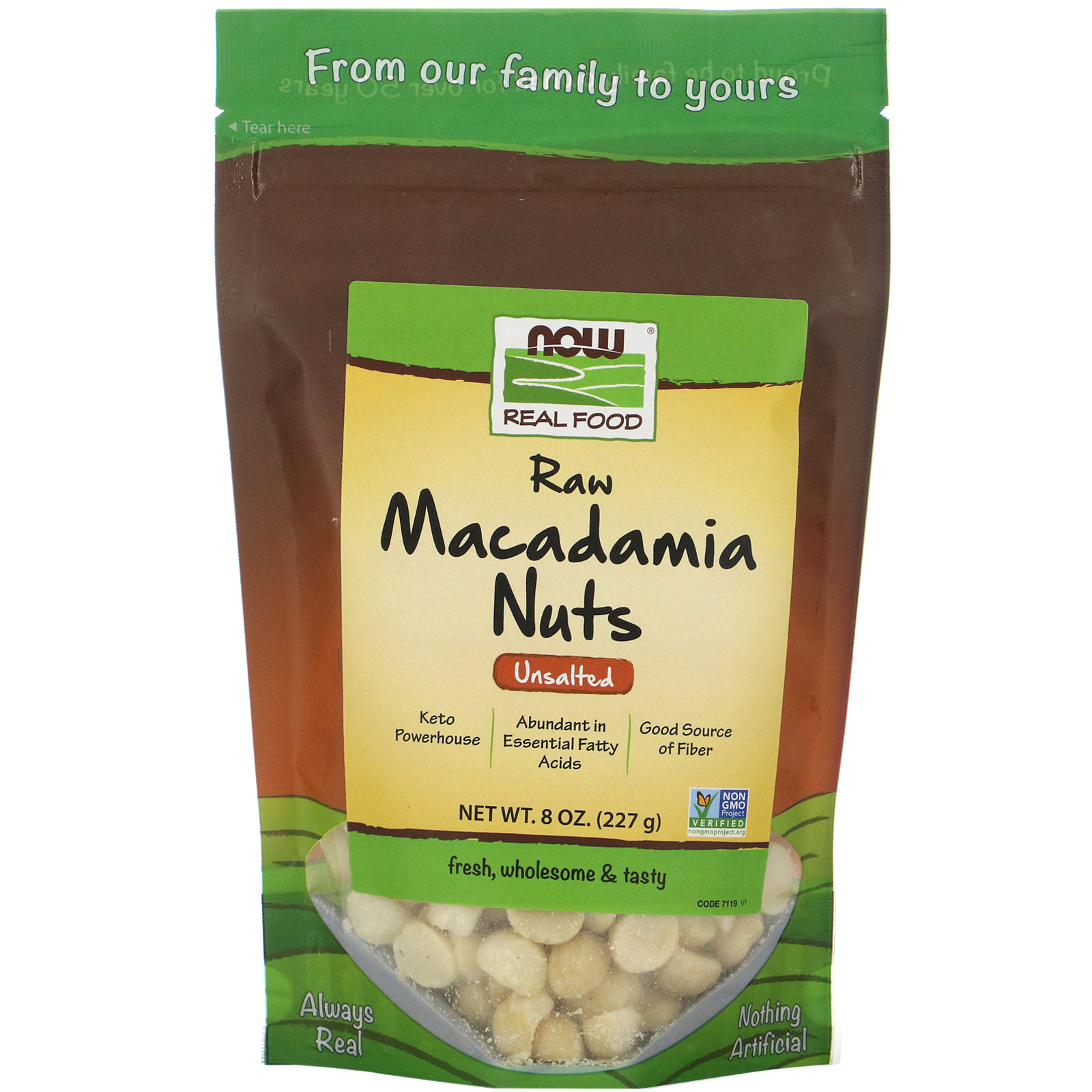 Comprar Now Foods, Real Food, Raw Macadamia Nuts, Unsalted, 8 oz (227 g)