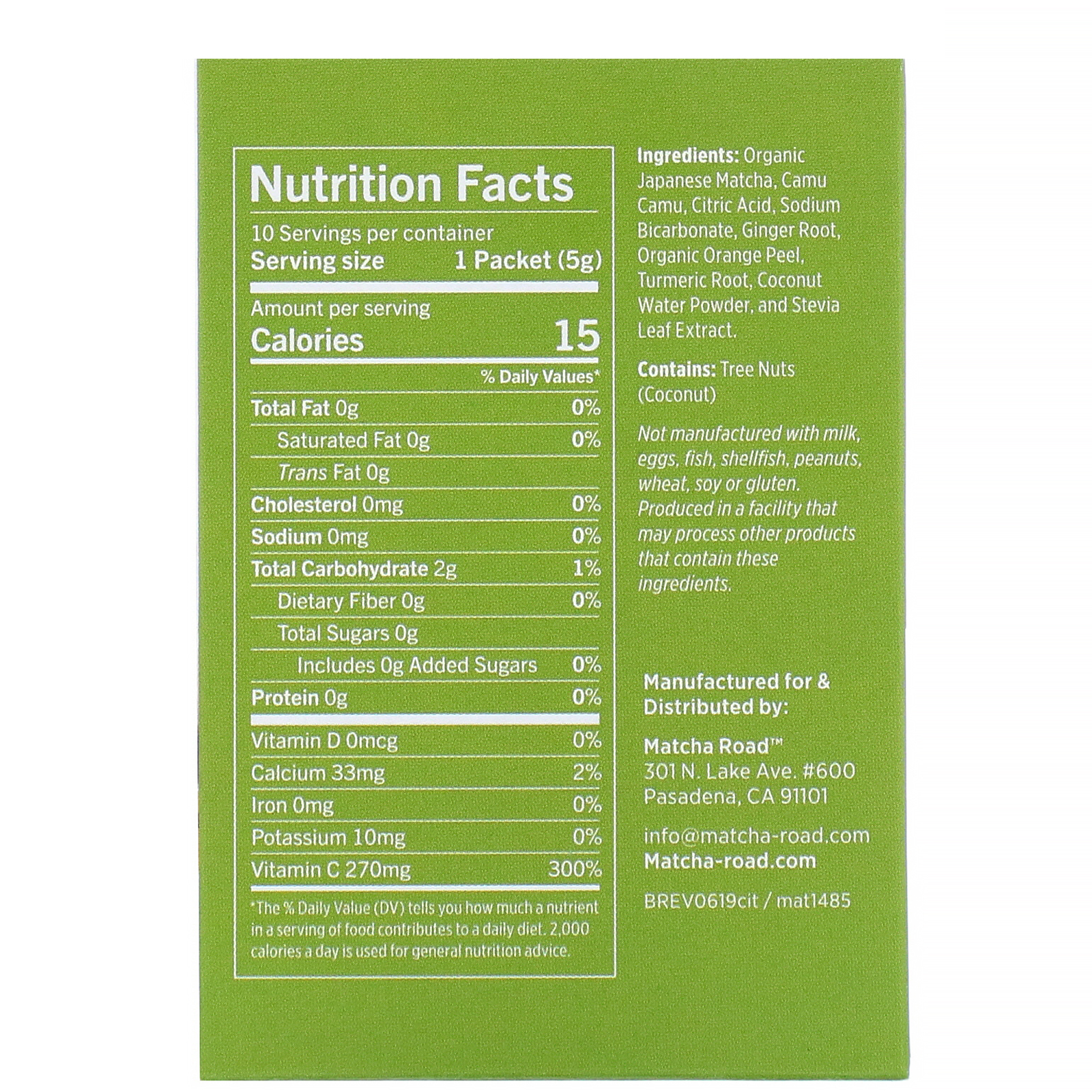 Comprar Matcha Road, Matcha + Vitamina C, Mistura de Superalimentos para Bebidas, Cítricos com Gengibre, 10 Envelopes, 5 g (0,18 oz) Cada - Imagem 2