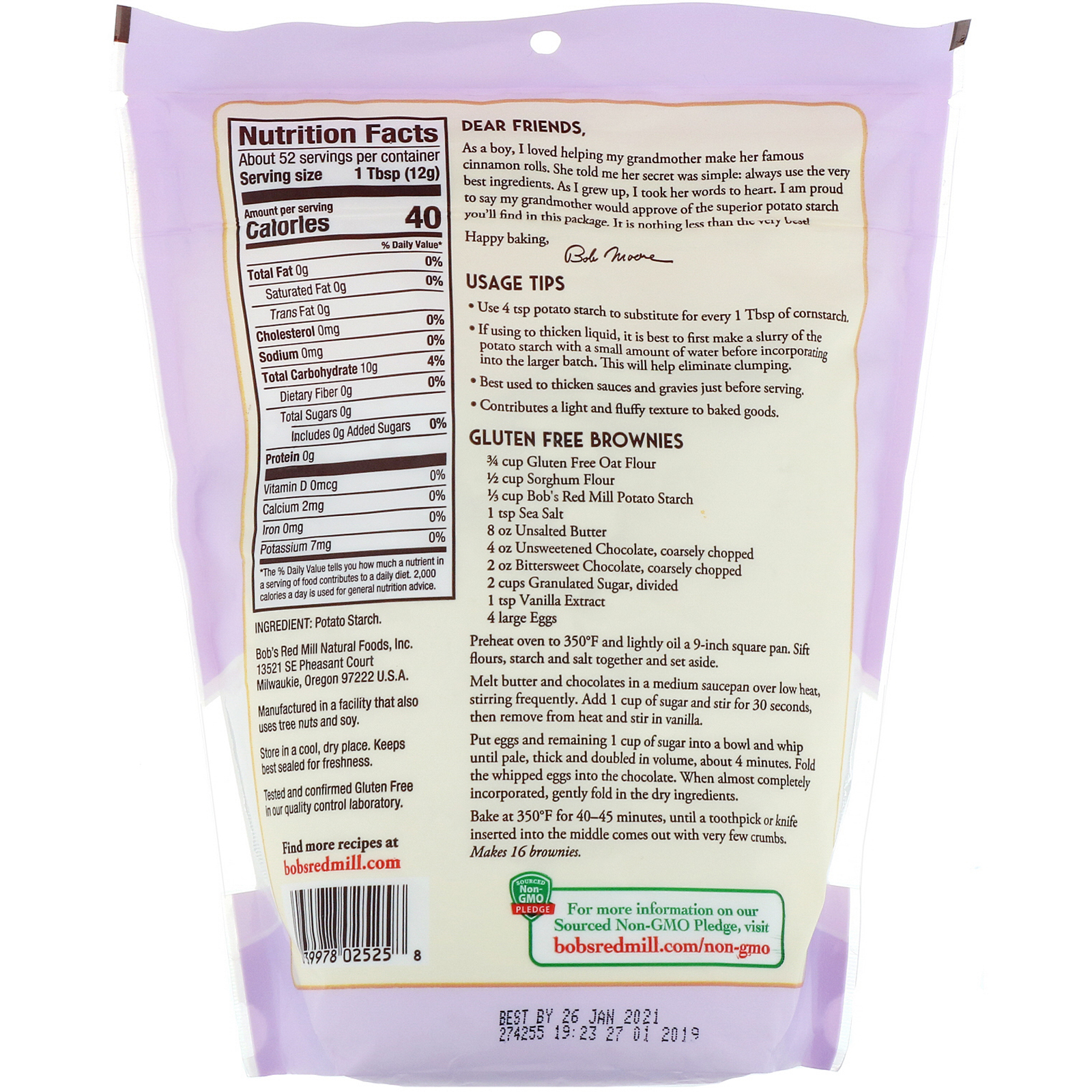 Comprar Bob's Red Mill, Amido de Batata, Não Modificado, Sem Glúten, 22 oz (623 g) - Imagem 2