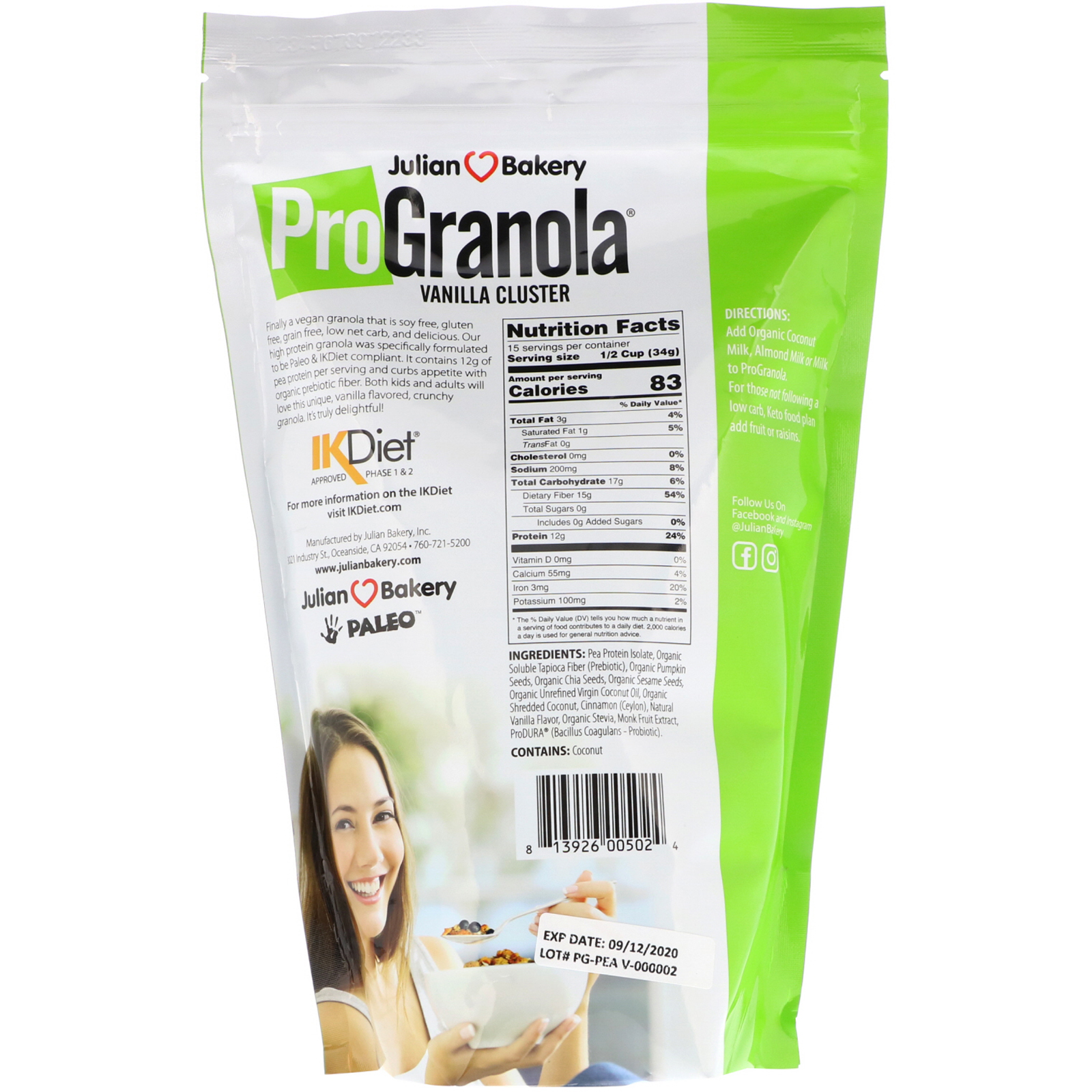 Comprar Julian Bakery, Pro Granola, Flocos de Baunilha, 510 g - Imagem 2