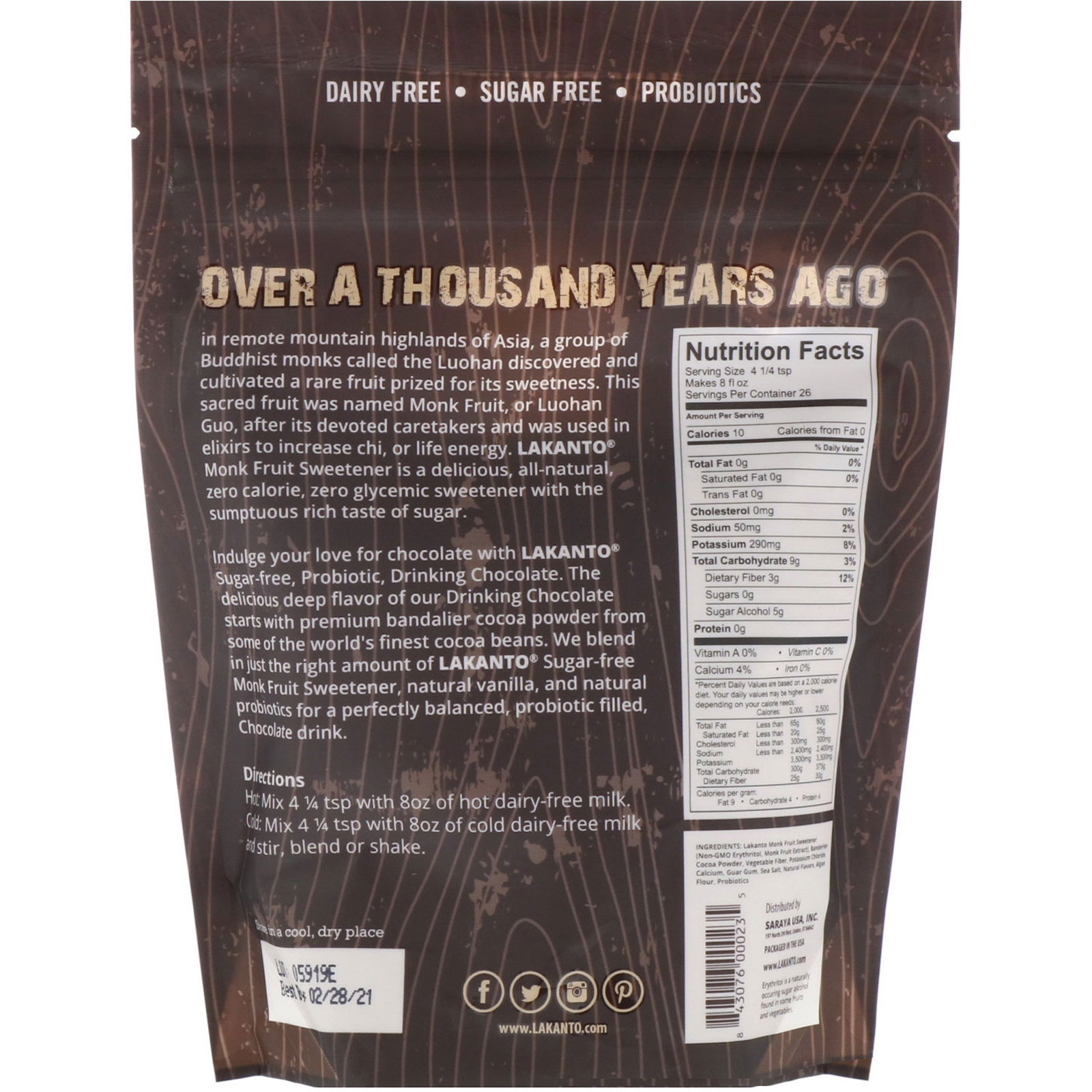 Comprar Lakanto, Drinking Chocolate Mix, 10 oz - Imagem 2