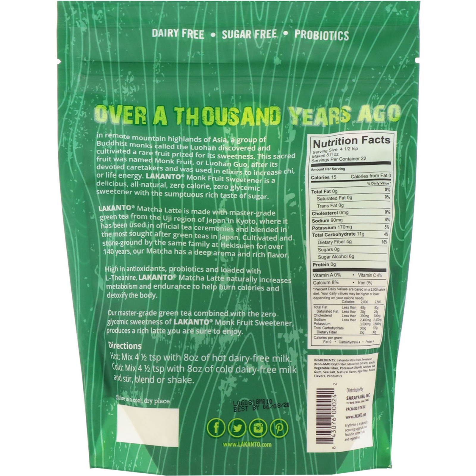 Comprar Lakanto, Matcha Latte Drink Mix, 10 oz - Imagem 2