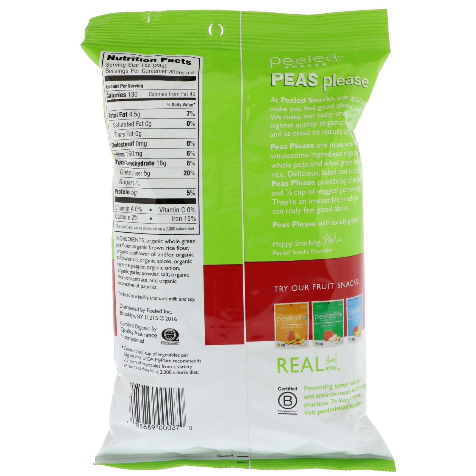 Comprar Peeled Snacks, Organic, Peas Please, Southwest Spice, 3.3 oz (94 g) - Imagem 2