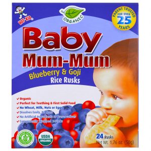 Comprar Hot Kid, Baby Mum-Mum, Roscas de Arroz Orgânicas, Roscas de Arroz de Mirtilo e Goji, 24 Roscas, 50 g (17,6 oz) Cada