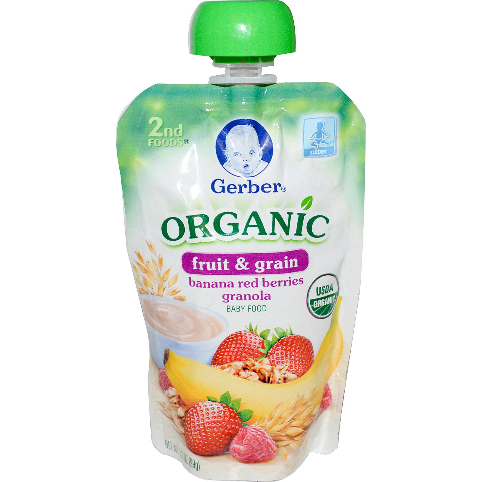 Comprar Gerber, Organic, Baby Food, Fruit & Grain, Banana Red Berries Granola, 3.5 oz (99 g)