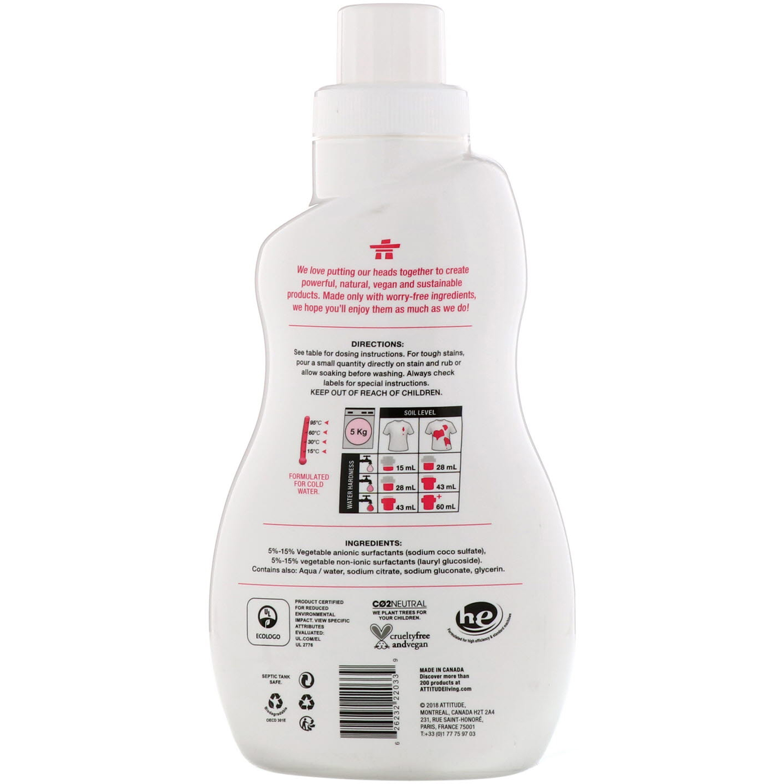 Comprar ATTITUDE, Little Ones, Laundry Detergent, Fragrance-Free, 33.8 fl oz (1 l) - Imagem 2
