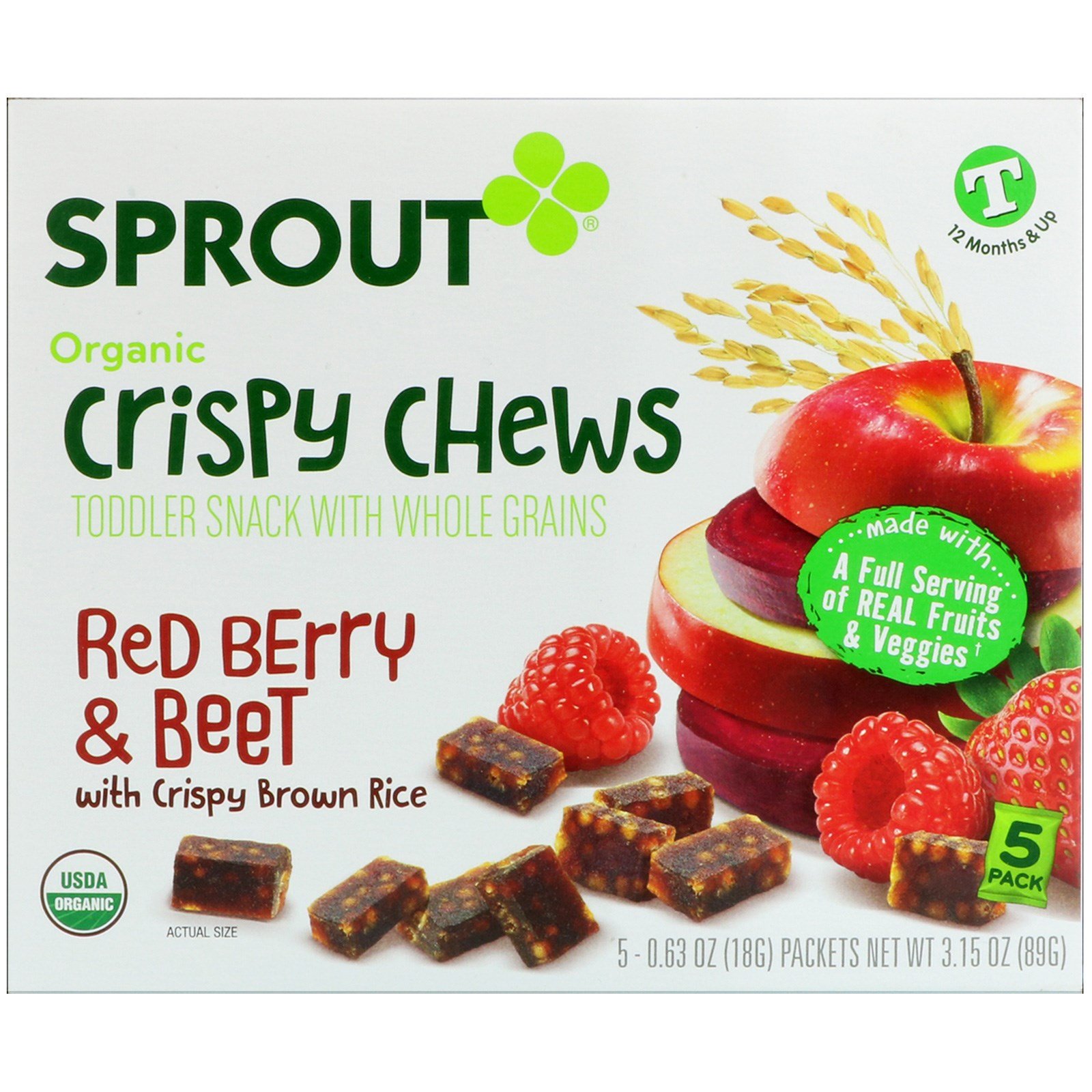 Comprar Sprout Organic, Mordidas crocantes, Fruta vermelha e Beterraba, 5 pacotes, 0,63 onças (18 g) cada