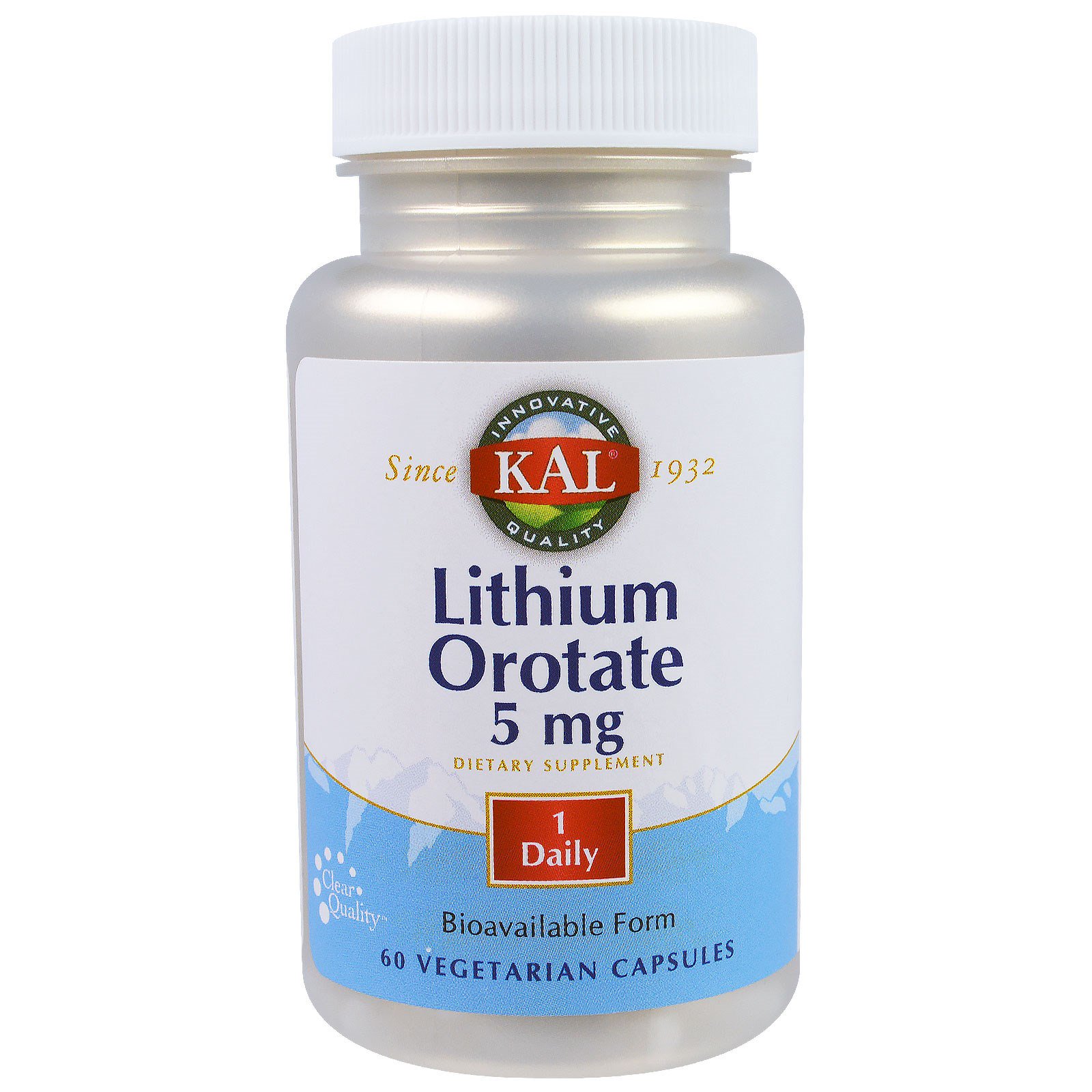 Comprar KAL, Orotato de Lítio, 5 mg, 60 Cápsulas Vegetais