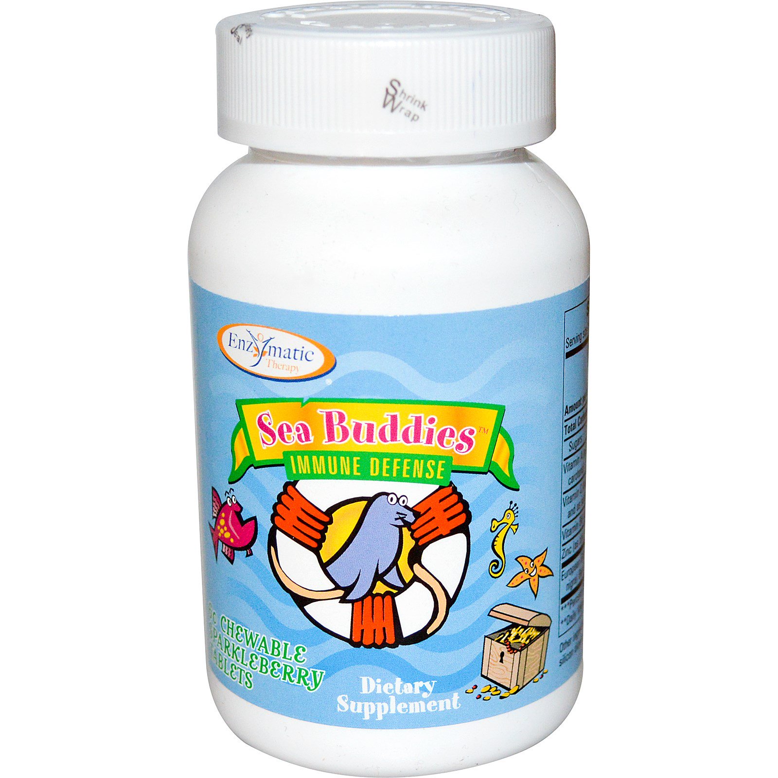 Comprar Enzymatic Therapy, Sea Buddies, Immune Defense, 60 tabletes mastigáveis de sparkleberry