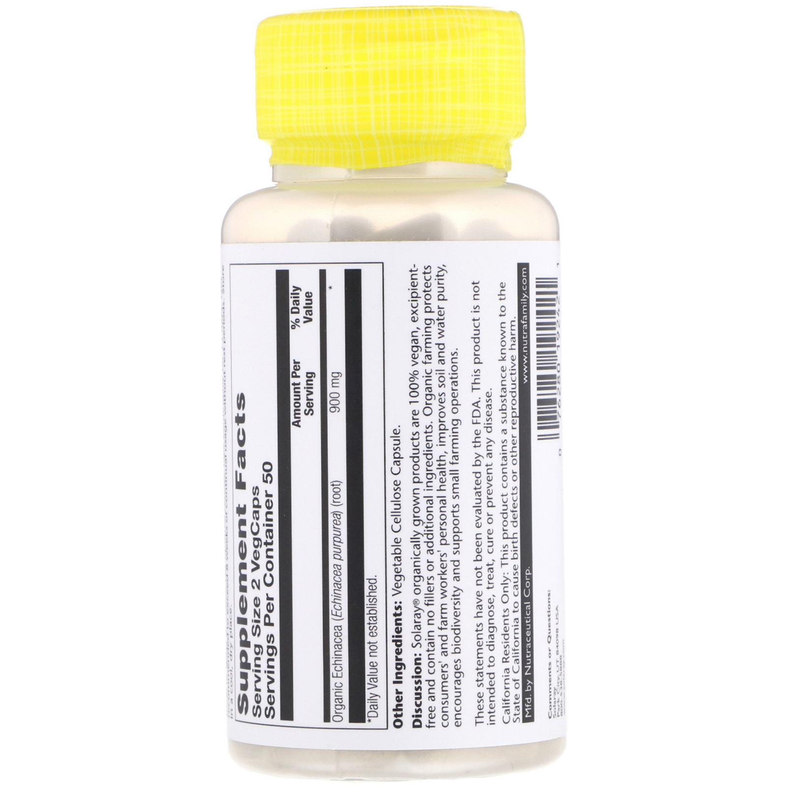 Comprar Solaray, Equinácea Organicamente Cultivada, 450 mg, 100 Cápsulas Vegetais - Imagem 2