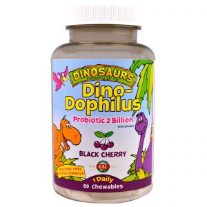 Comprar KAL, Dino-Dophilus, Cereja Preta, 60 comprimidos mastigáveis