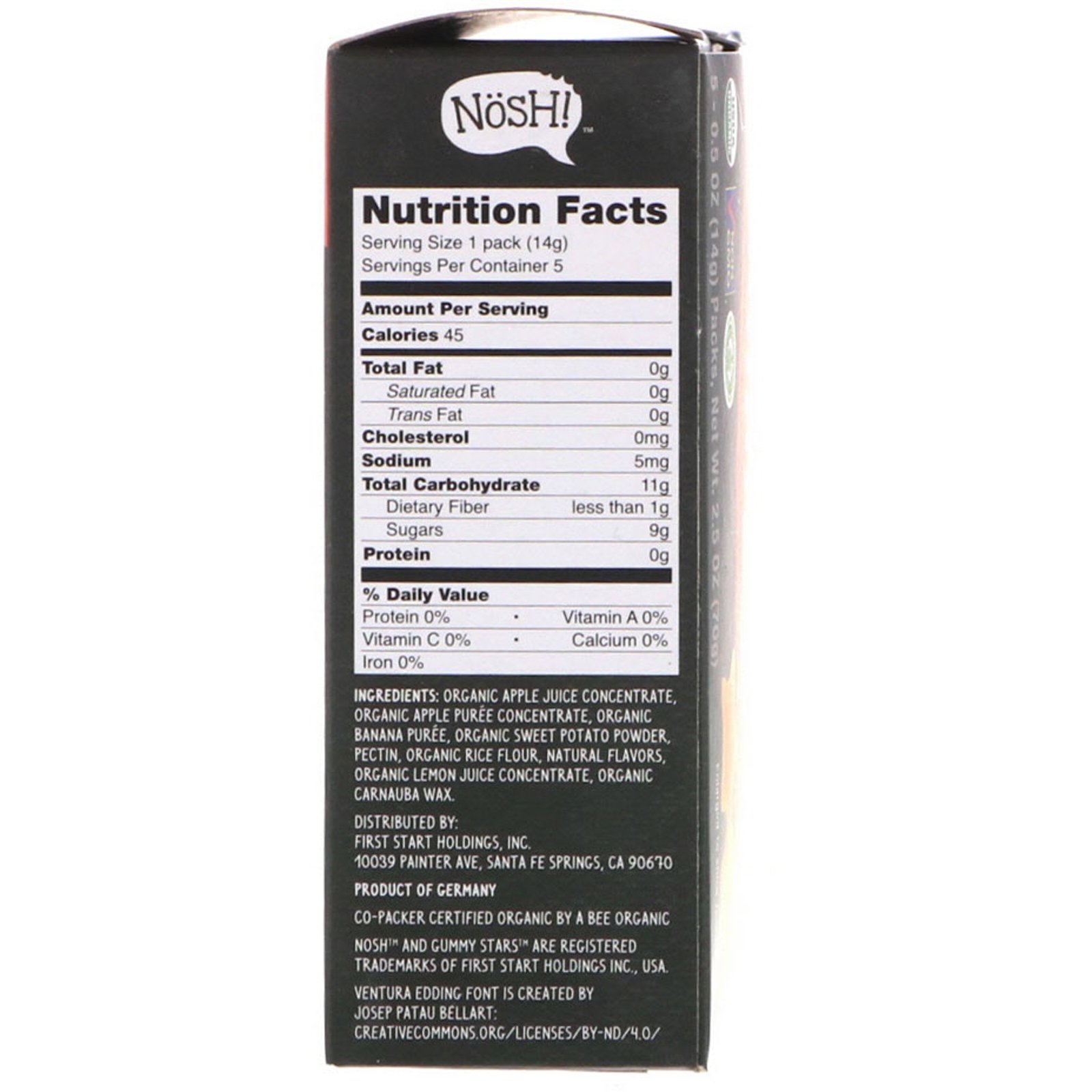 Comprar NosH!, Estrelas de Goma Para Crianças, Petiscos de Frutas e Vegetais Orgânicos, Maçã, Banana e Batata Doce, 5 Embalagens, 0,5 oz (14 g) Cada - Imagem 2