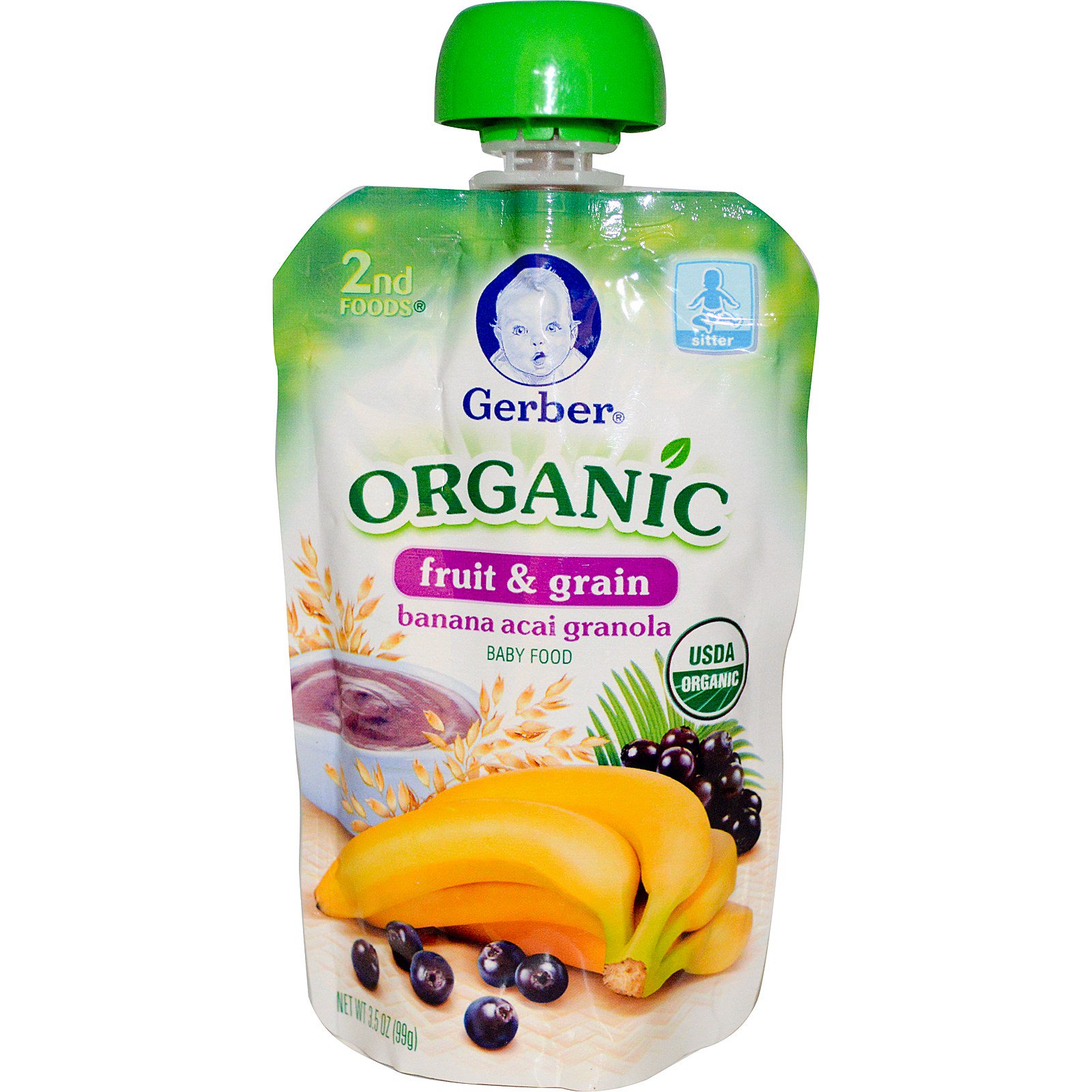 Comprar Gerber, Organic Baby Food, Fruit & Grain, Banana Acai Granola, 3.5 oz (99 g)