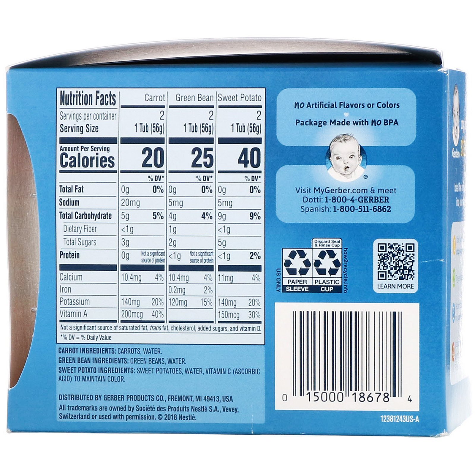 Comprar Gerber, My 1st Veggies, Starter Kit, Carrot, Green Bean, Sweet Potato, 6 Tubs, 12 oz (336 g) - Imagem 2