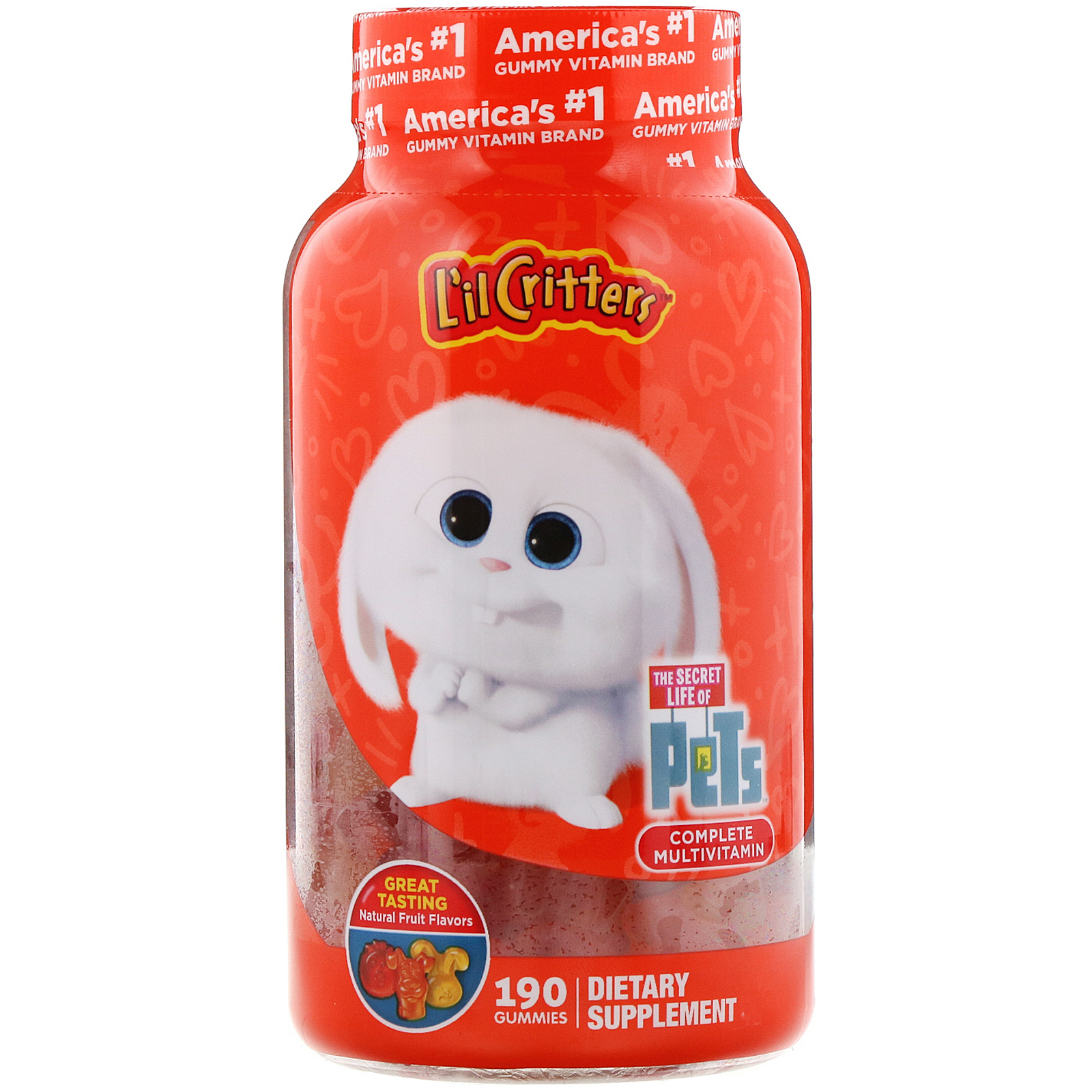 Comprar L'il Critters, Complete Multivitamin Gummies, Secret Life of Pets, Natural Fruit Flavors, 190 Gummies - Imagem 2