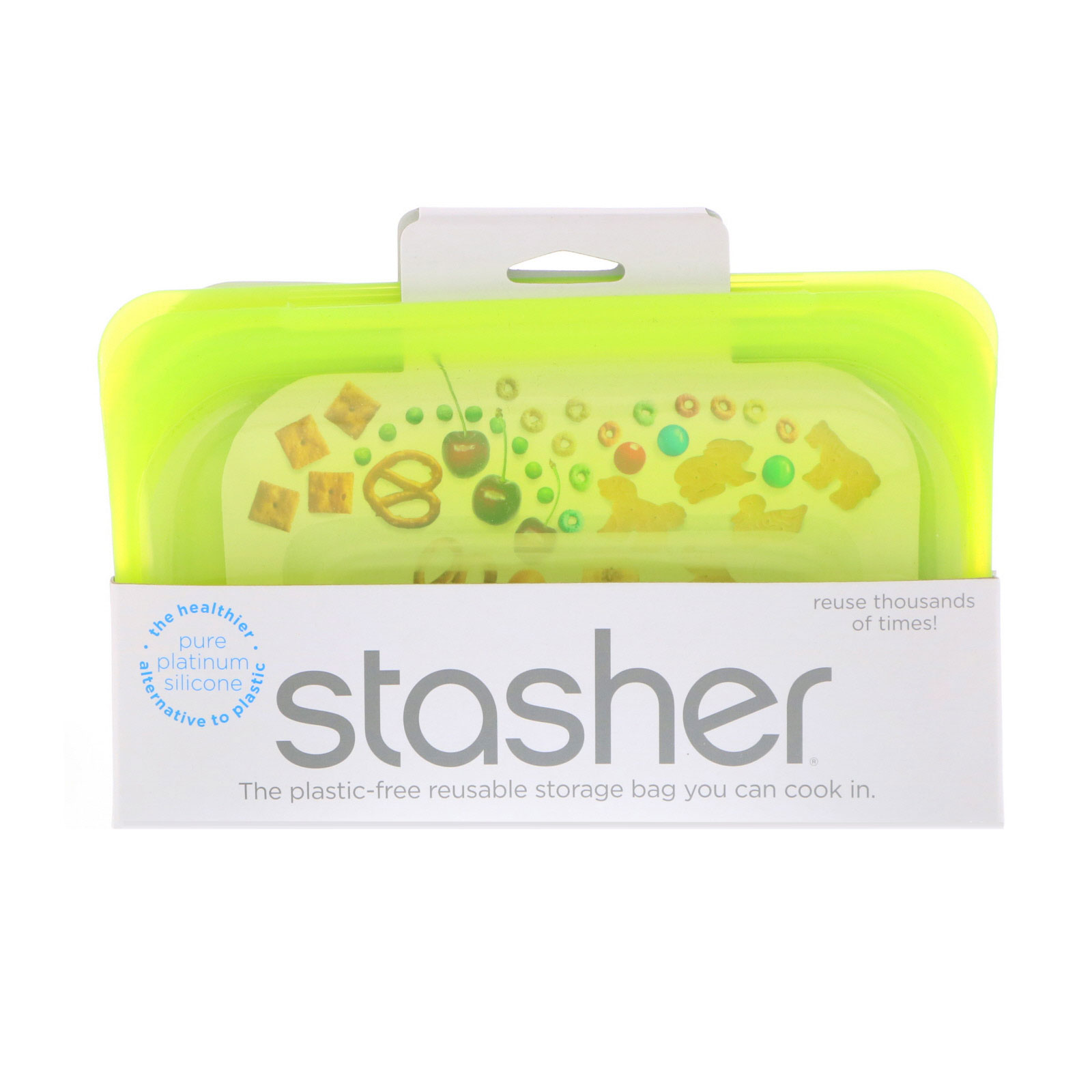 Comprar Stasher, Embalagem Reutilizável de Silicone para Alimentos, Tamanho de Lanche Pequeno, Lima, 9,9 fl oz (293,5 ml)